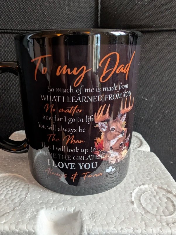 Dad Deer Black Ceramic Mug Tea Cup, Unbranded, Small, New condition — preloved on SilentSale®