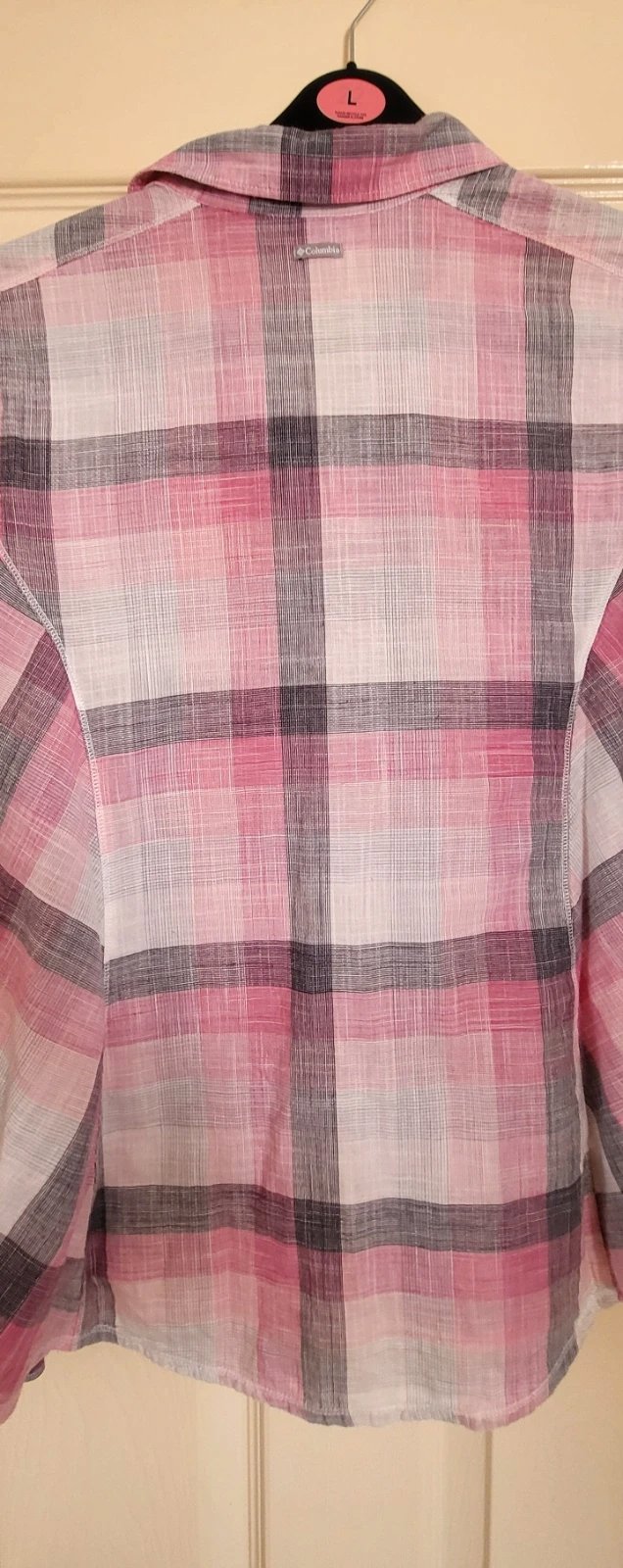 Columbia Womens Pink Plaid Lightweight Cotton Shirt size large, Columbia, L, Excellent condition — preloved on SilentSale®