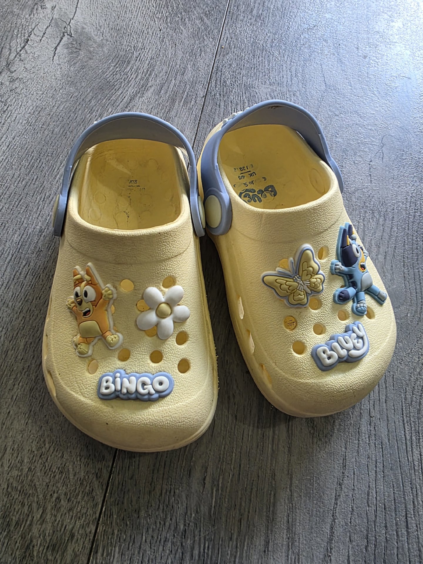 Bluey Yellow Kids Clogs with Character Charms – UK 4.5, Bluey, 4.5, Good condition — preloved on SilentSale®