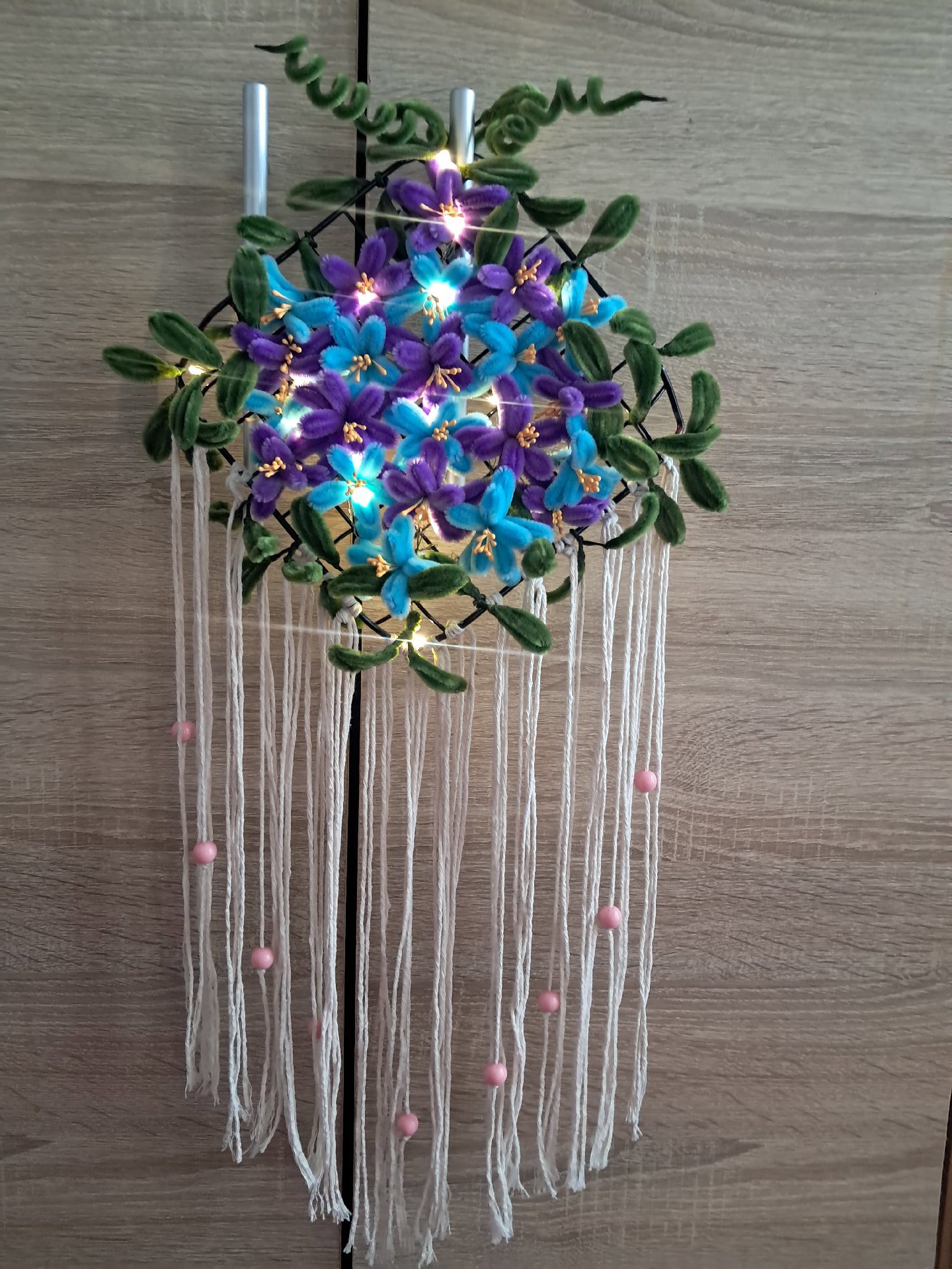 Handmade Floral Dreamcatcher Wall Hanging with LED Lights, selfmade, One Size, Excellent condition — preloved on SilentSale®