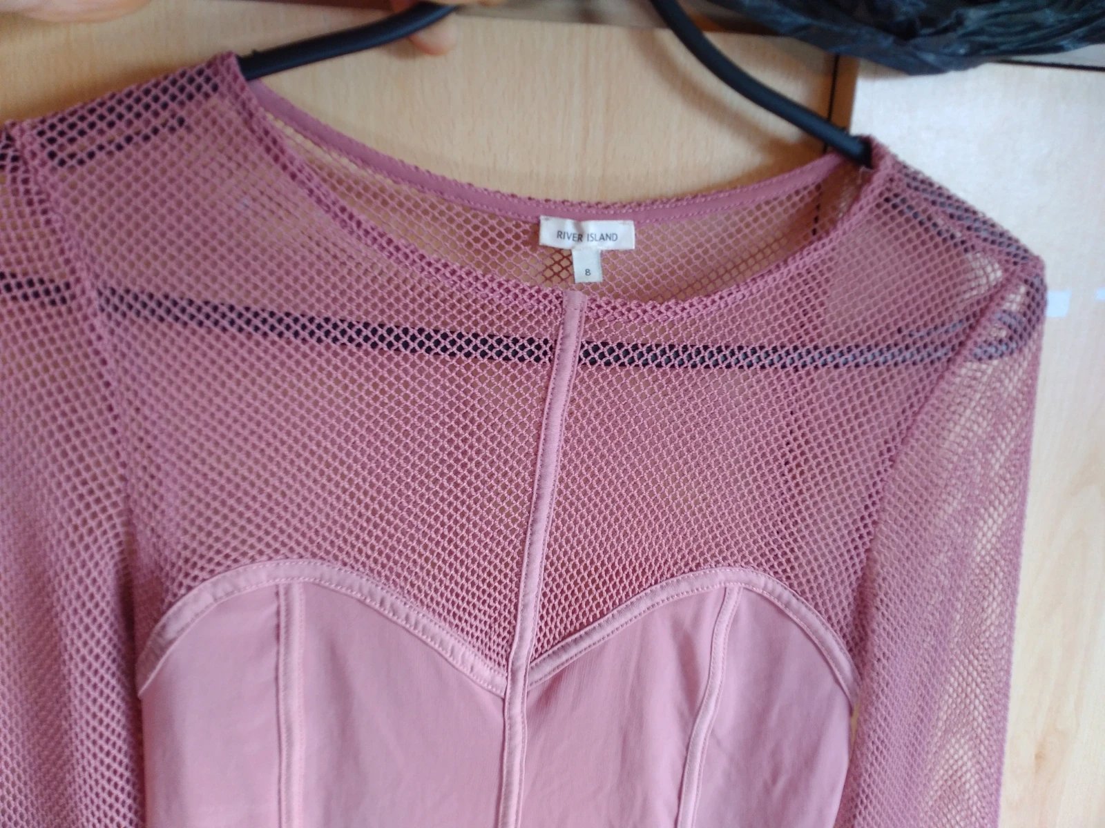 River Island Pink Mesh Long Sleeve Corset Detail Top Size 8, River Island, 8, Good condition — preloved on SilentSale®