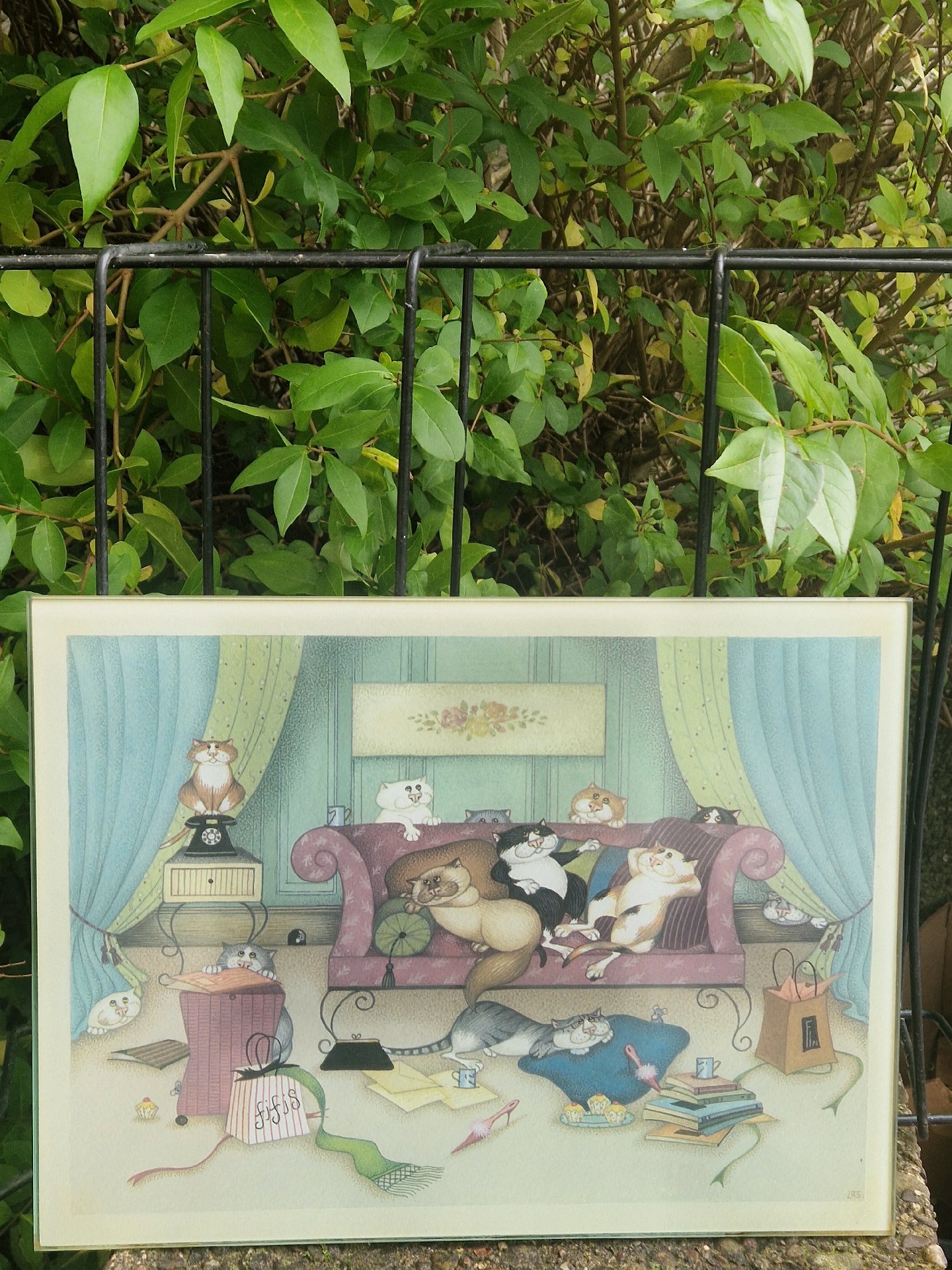 Framed print titled 'Cats on Sofa' from the Crazy Cats series by Linda Jane Smith, Smith, One Size, Excellent condition — preloved on SilentSale®