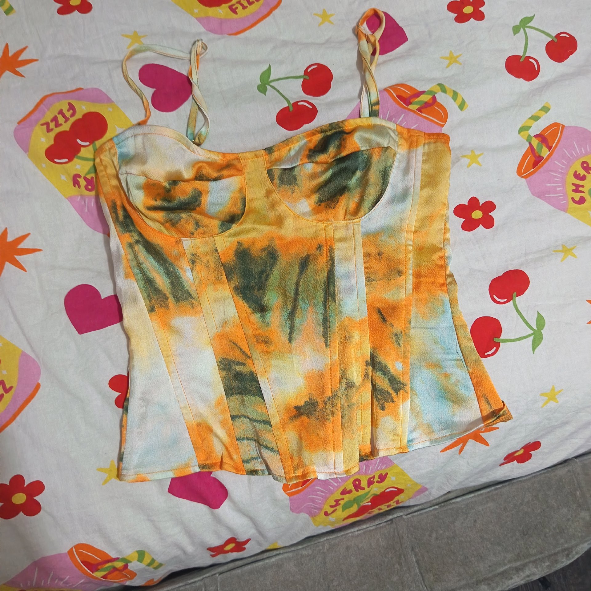 PrettyLittleThing Tie Dye Corset Top – UK 8, PrettyLittleThing, 8, Excellent condition — preloved on SilentSale®