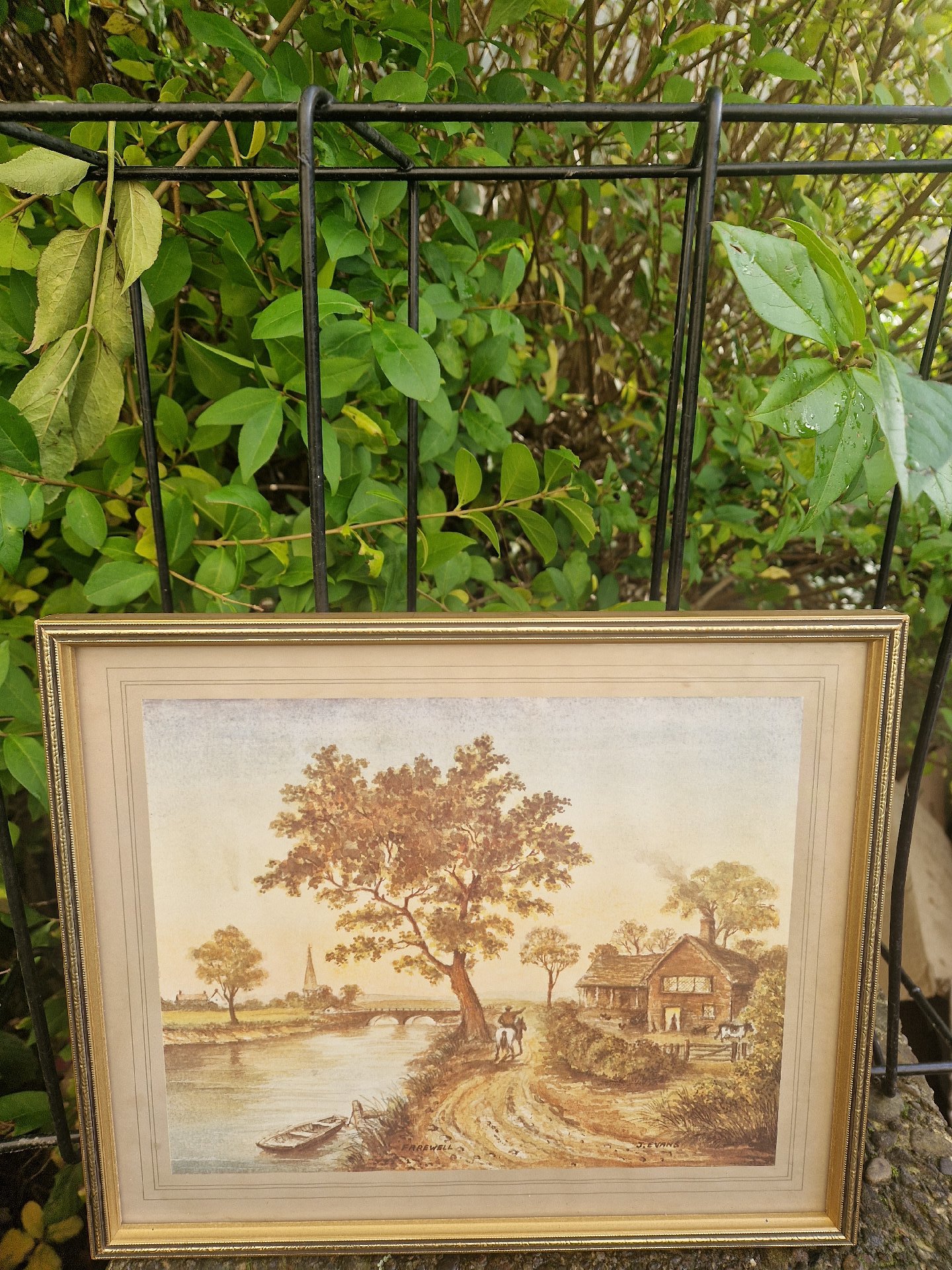 Framed print of a countryside river scene with cottage and trees, Unbranded, One Size, Excellent condition — preloved on SilentSale®