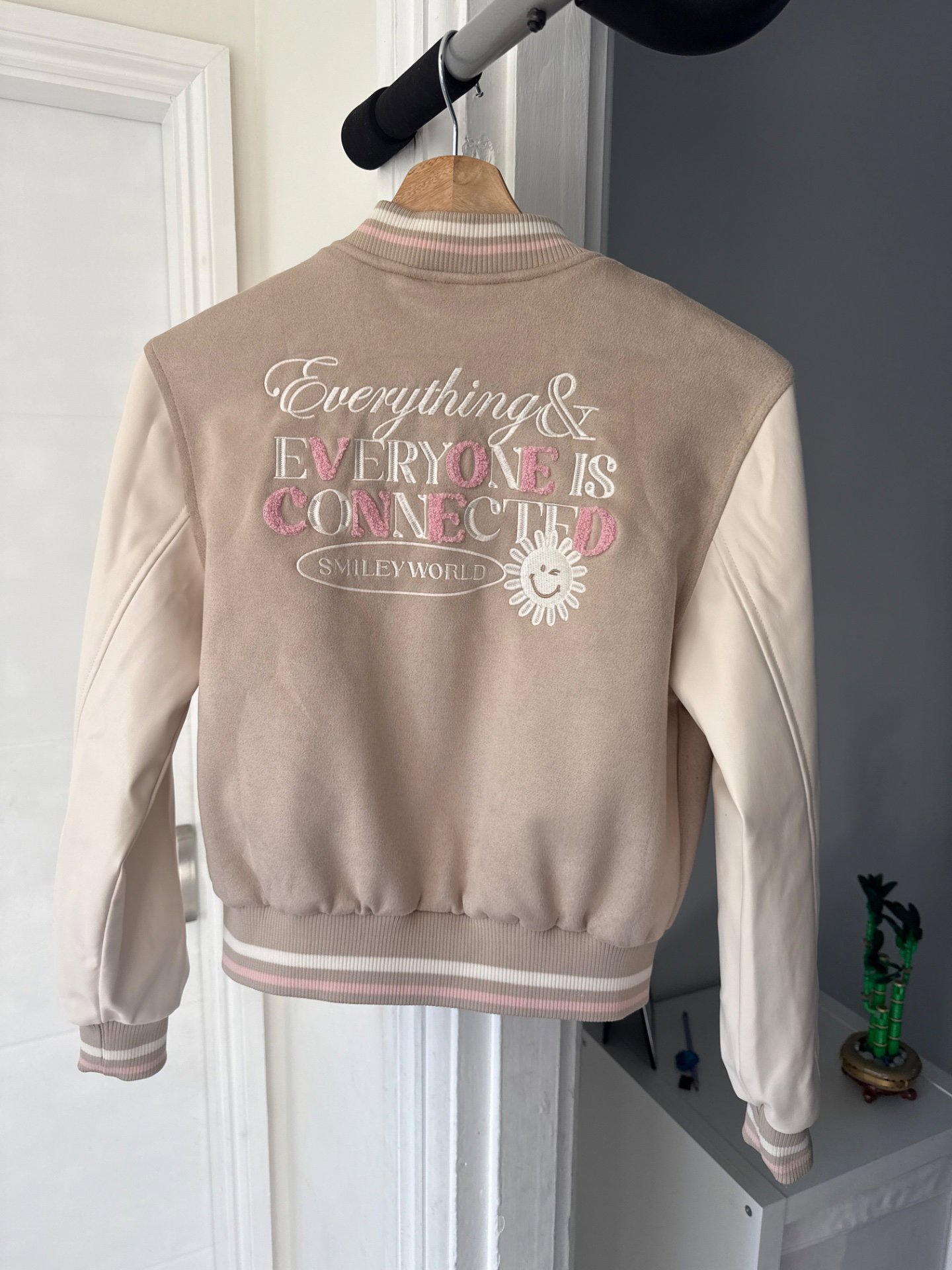Girls Beige and White Bomber Jacket - Size S, Reserved, 12 years, Like New condition — preloved on SilentSale®