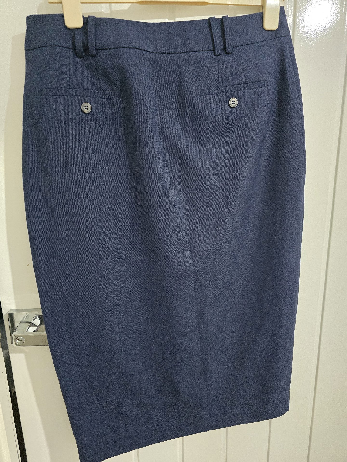 Next Navy Button Front Pencil Skirt – UK 14, Next, 14, Excellent condition — preloved on SilentSale®