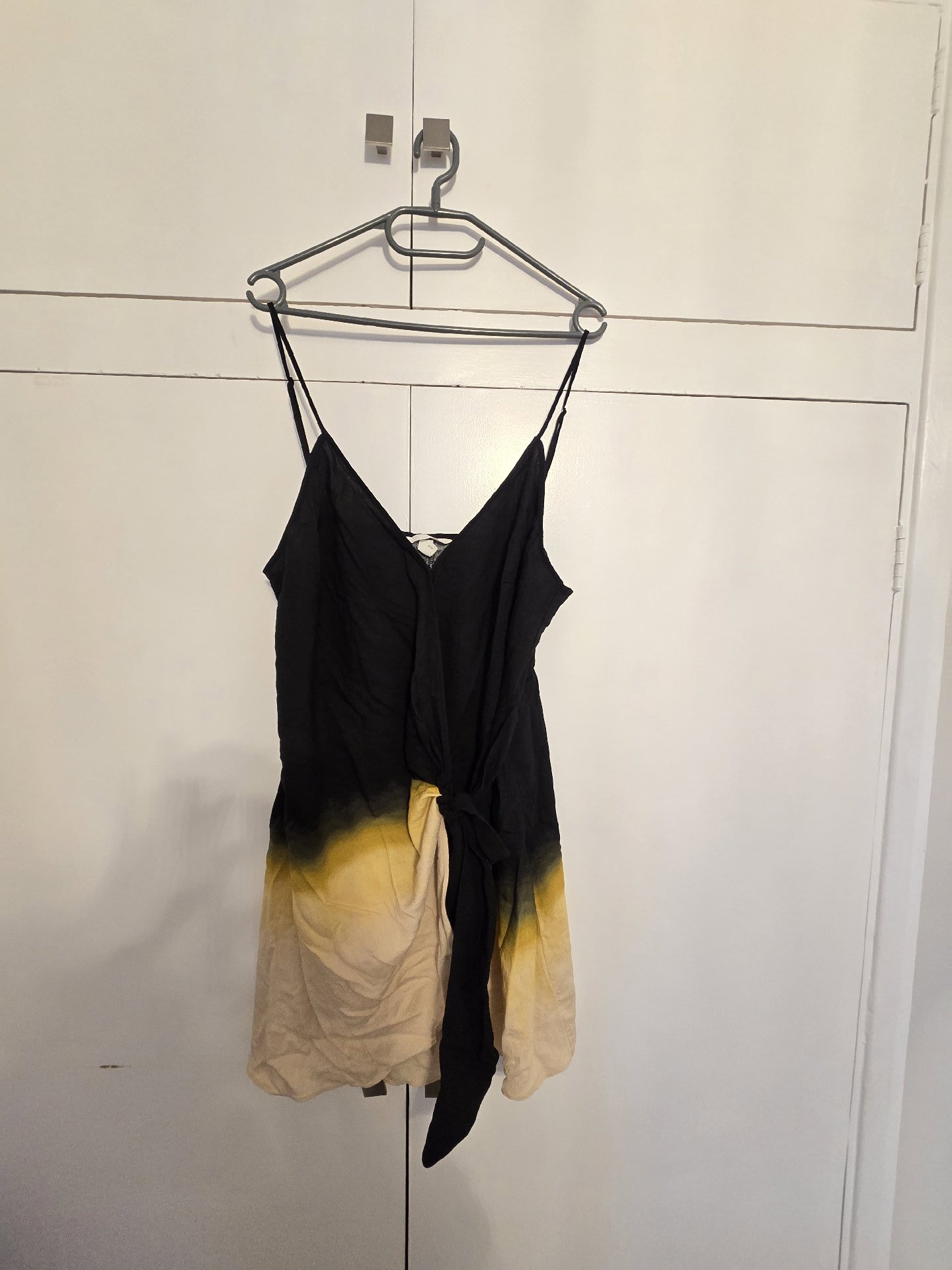 H&M Black Yellow Beige Tie Front Slip Dress, H&M, 10, Excellent condition — preloved on SilentSale®