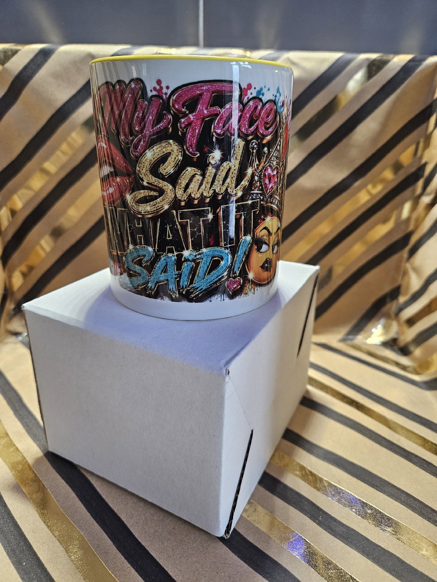 My Face Said What I Said Printed Ceramic Mug with Yellow Handle, Unbranded, One Size, New condition — preloved on SilentSale®