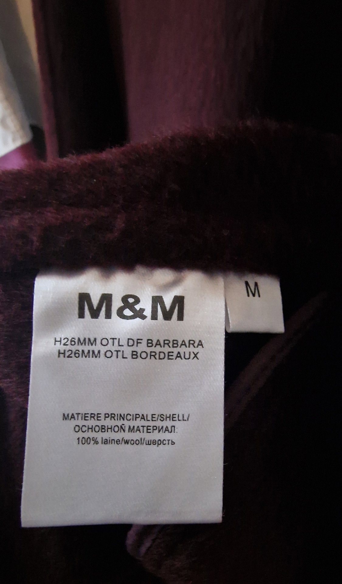 M&M Bordeaux Wool Jacket with Scarf – Size M, M&M, M, Excellent condition — preloved on SilentSale®