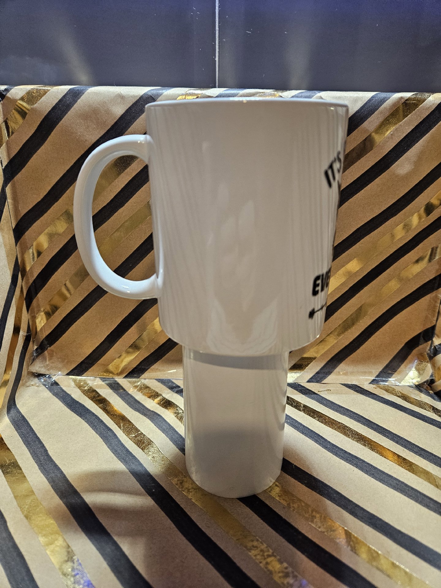 White Ceramic Mug with 'It's Fine I'm Fine Everything's Fine' Cat Print, Unbranded, One Size, New condition — preloved on SilentSale®
