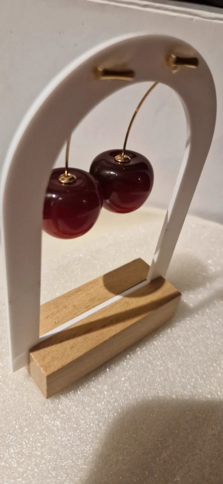 Cherry Drop Hoop Earrings with Gold Tone Wire, Gold Tone, One Size, New condition — preloved on SilentSale®