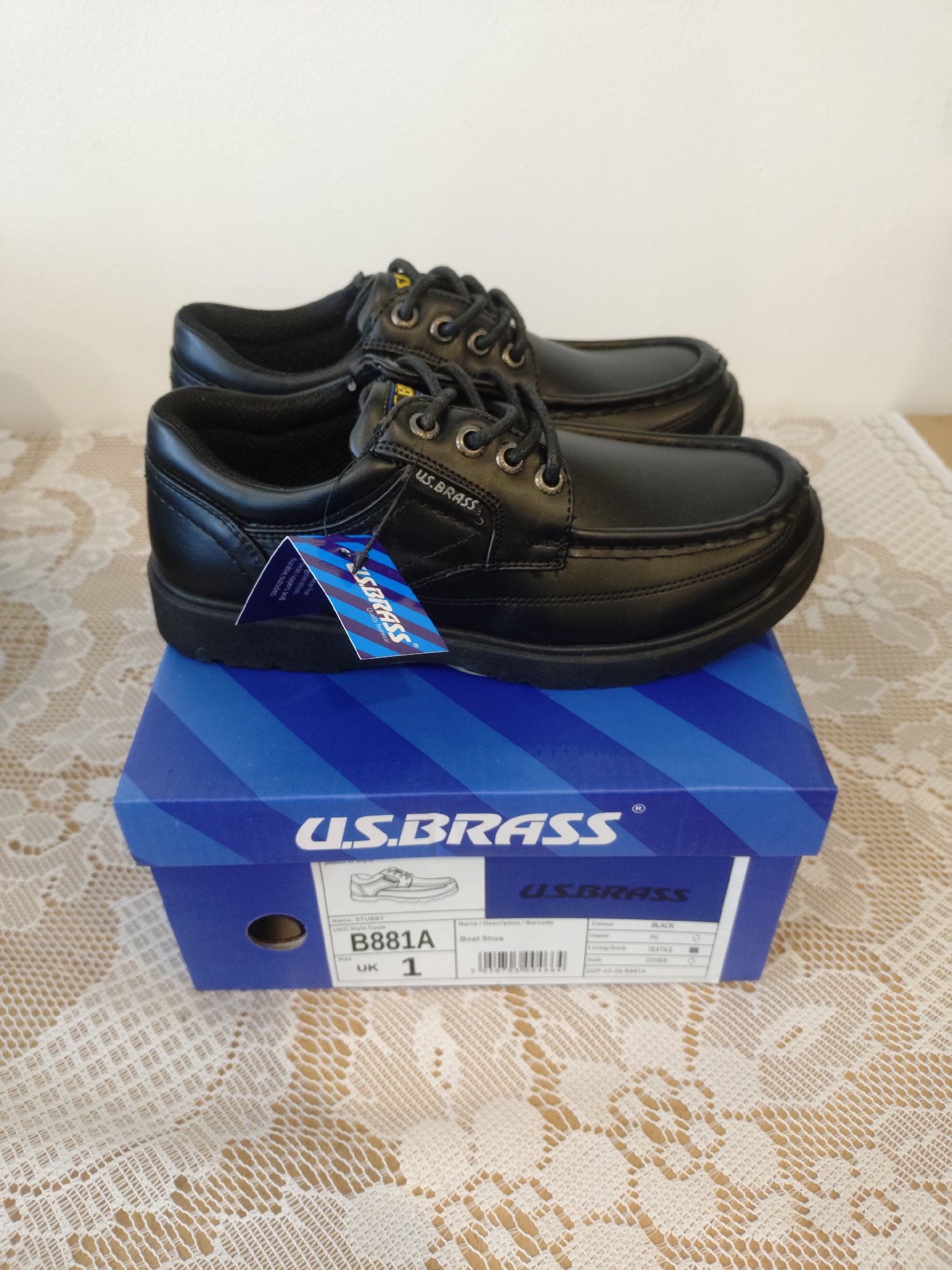 U.S. Brass Black Boat Shoes – UK 1, U.S. Brass, 1 (Senior), New condition — preloved on SilentSale®