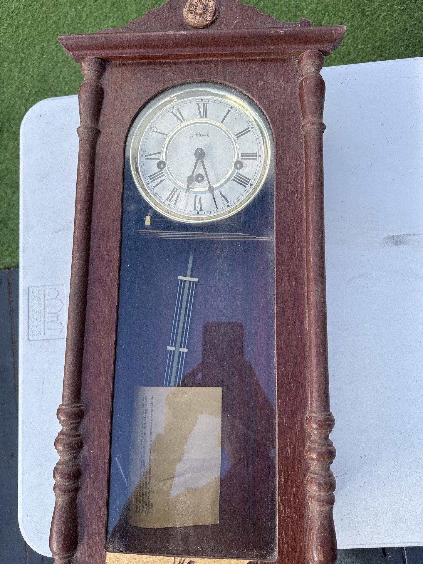Antique Wooden Wall Clock with Pendulum, Hermle, One Size, Poor condition — preloved on SilentSale®