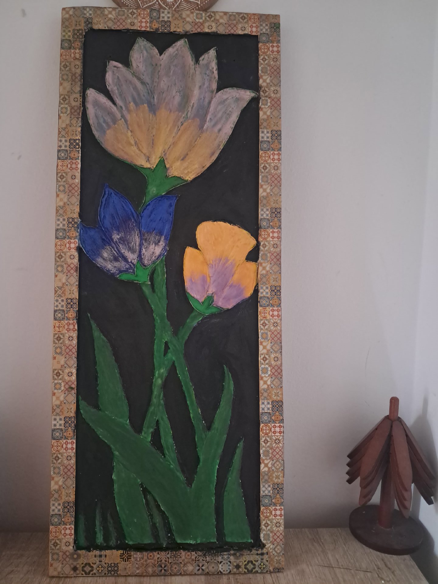 Handmade Floral Wall Art Panel with Mosaic Frame, Handmade, One Size, Excellent condition — preloved on SilentSale®
