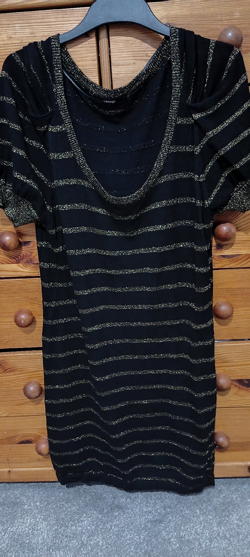 George Black and Gold Striped Dress – UK 14, George, 14, Excellent condition — preloved on SilentSale®