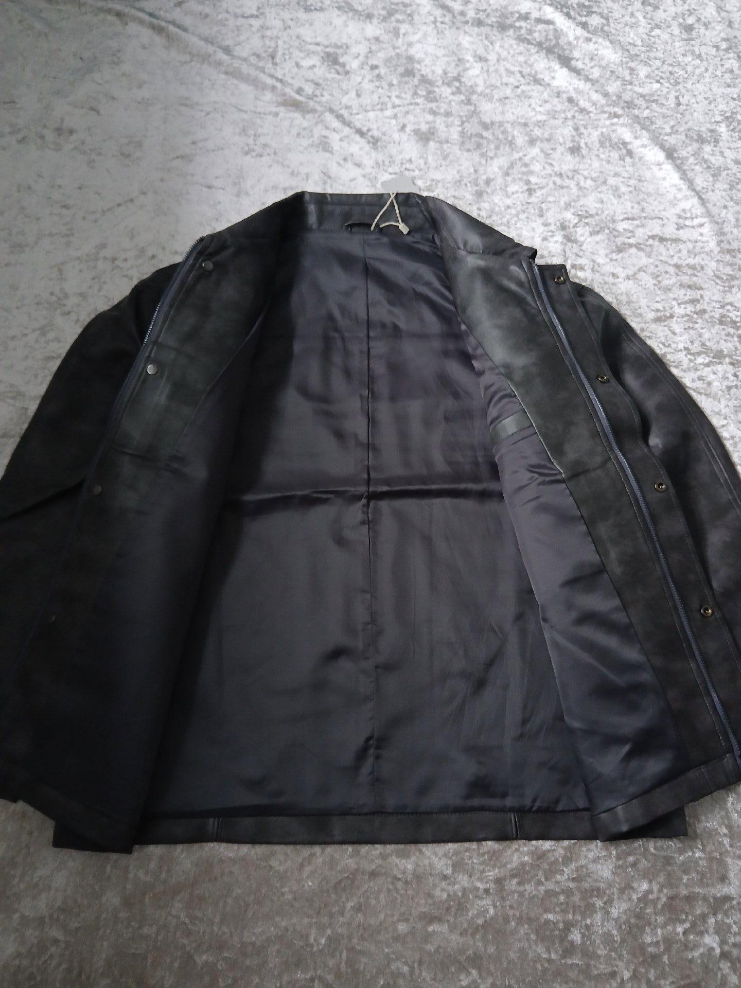 Dark Grey Faux Leather Utility Jacket — Size M, Unbranded, M (53-55cm), Like New condition — preloved on SilentSale®