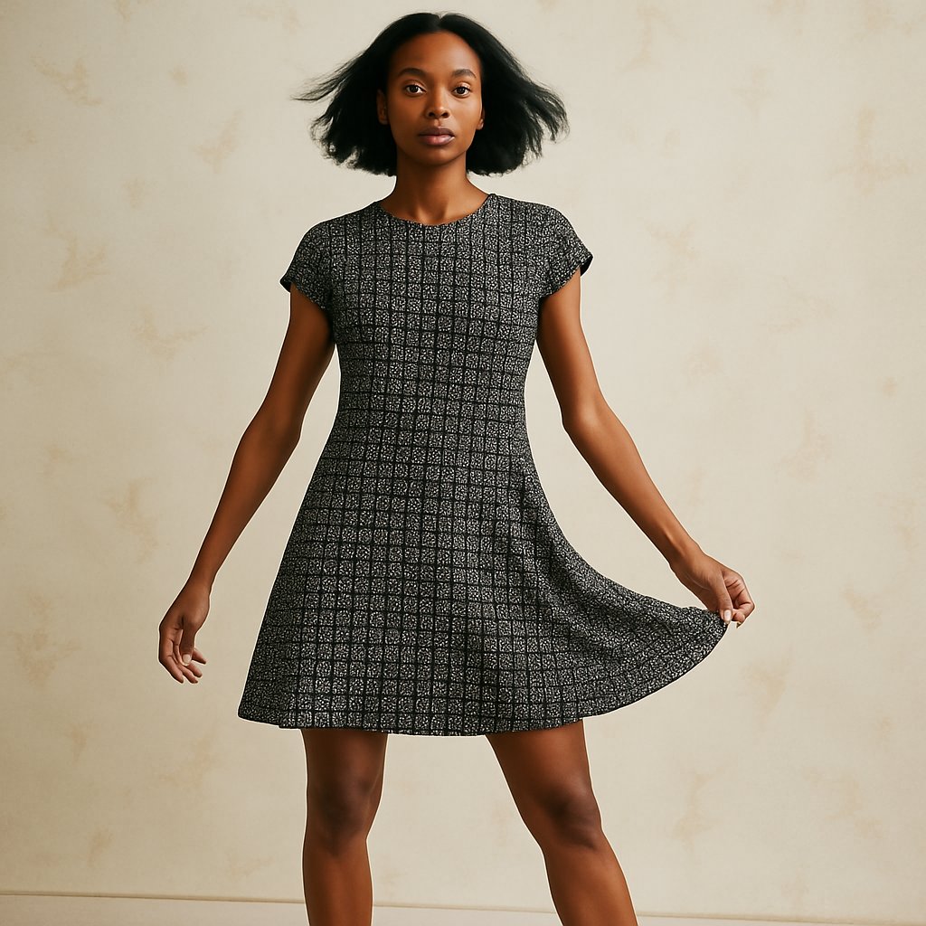 JD Williams Black Patterned Fit and Flare Dress – Size 8, JD Williams, 8, New condition — preloved on SilentSale®