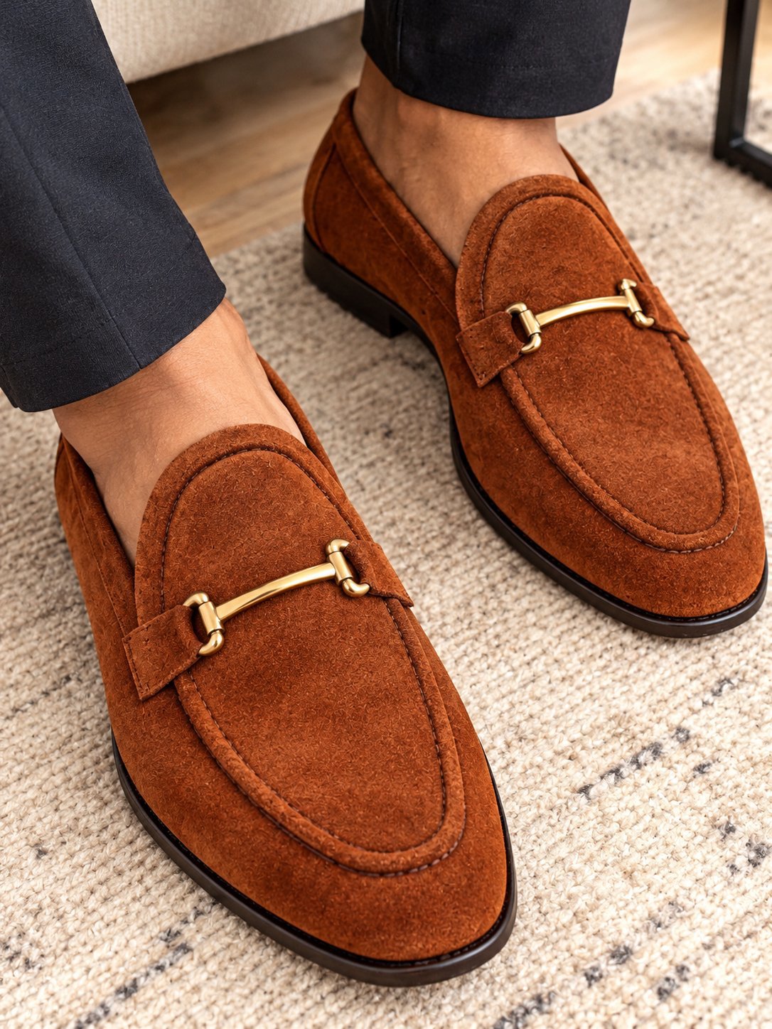 Brown Suede Loafers with Gold Buckle – Size 38, Buckle, 38, Excellent condition — preloved on SilentSale®