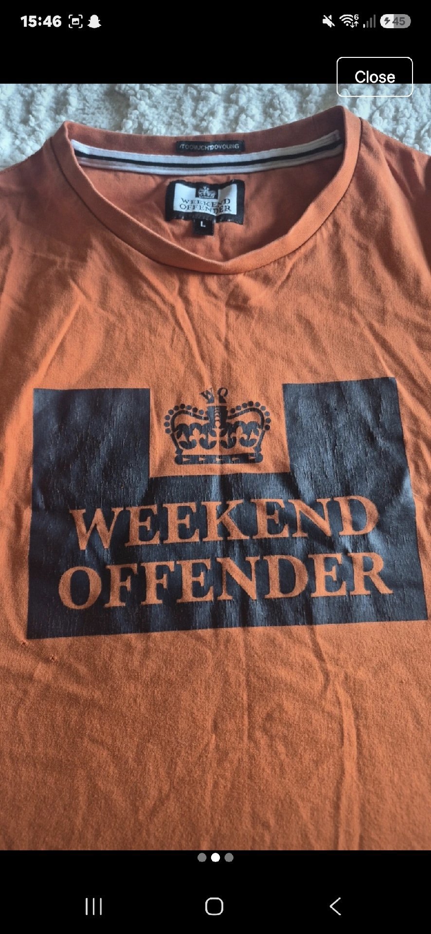 Weekend Offender Orange Logo T-Shirt – Size L, Weekend Offender, L, Good condition — preloved on SilentSale®