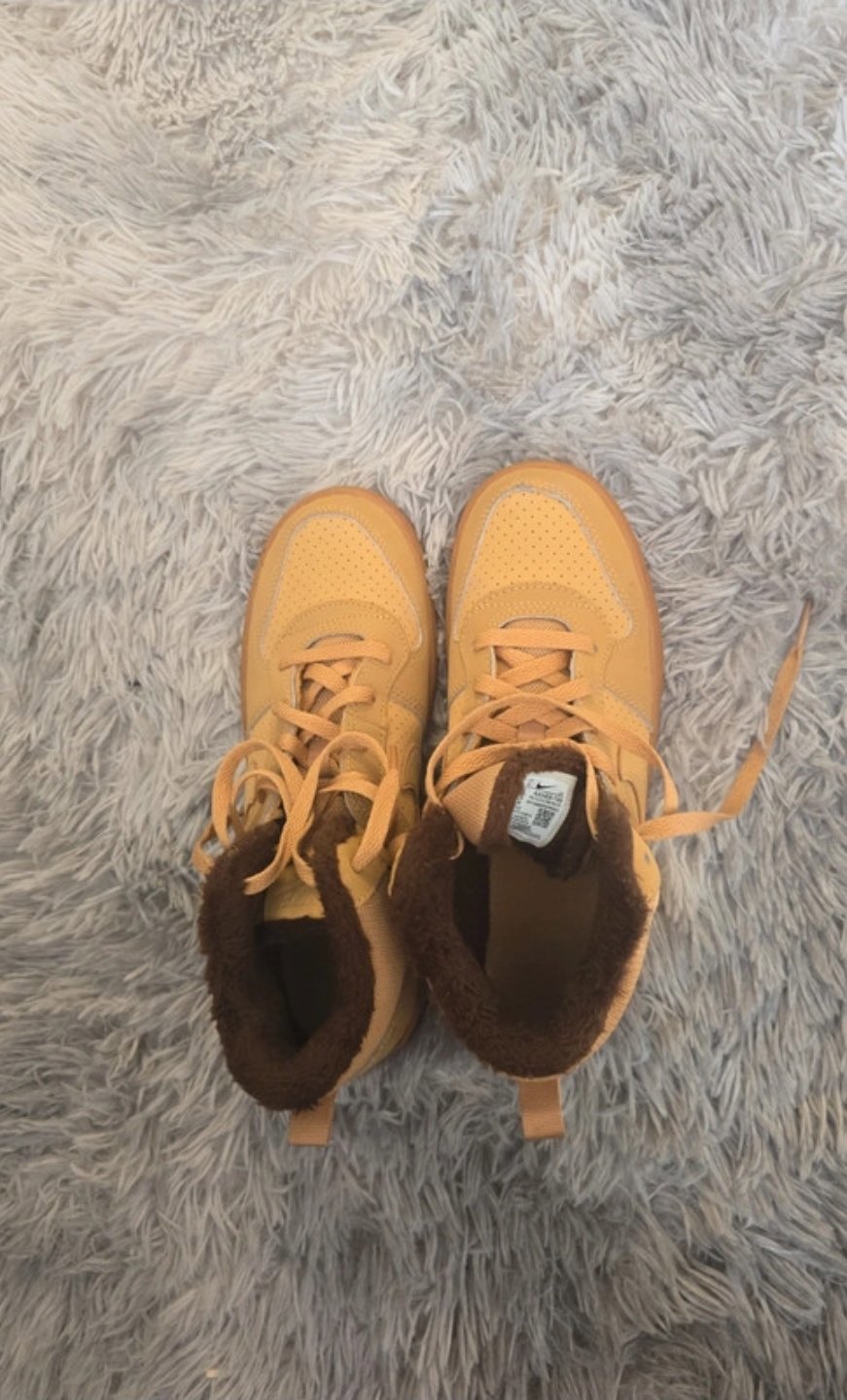Yellow High Top Trainers with Brown Faux Fur Lining, Nike, 6, Like New condition — preloved on SilentSale®