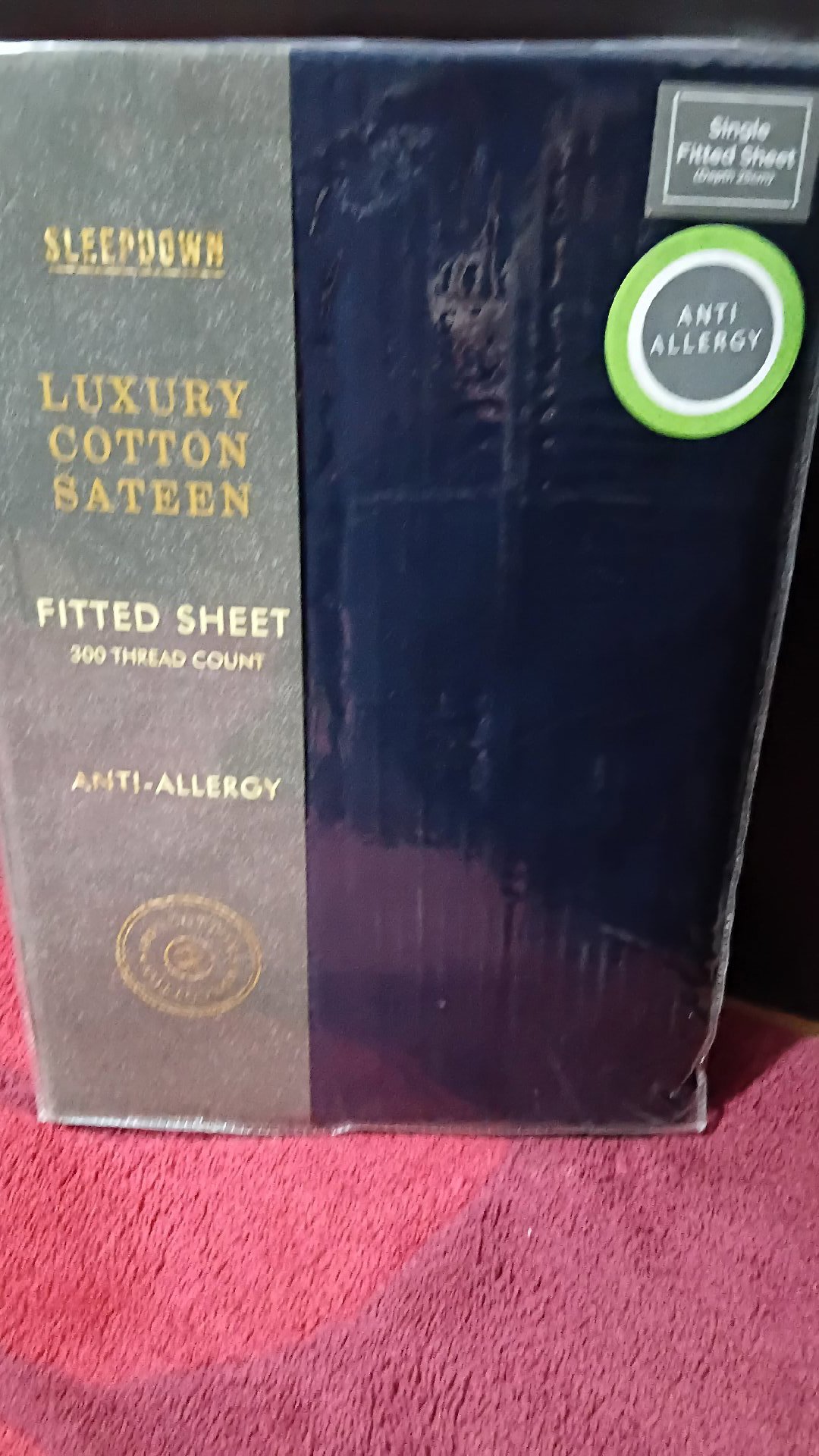 Sleepdown Navy Luxury Cotton Sateen Single Fitted Sheet, Sleepdown, Single, New condition — preloved on SilentSale®