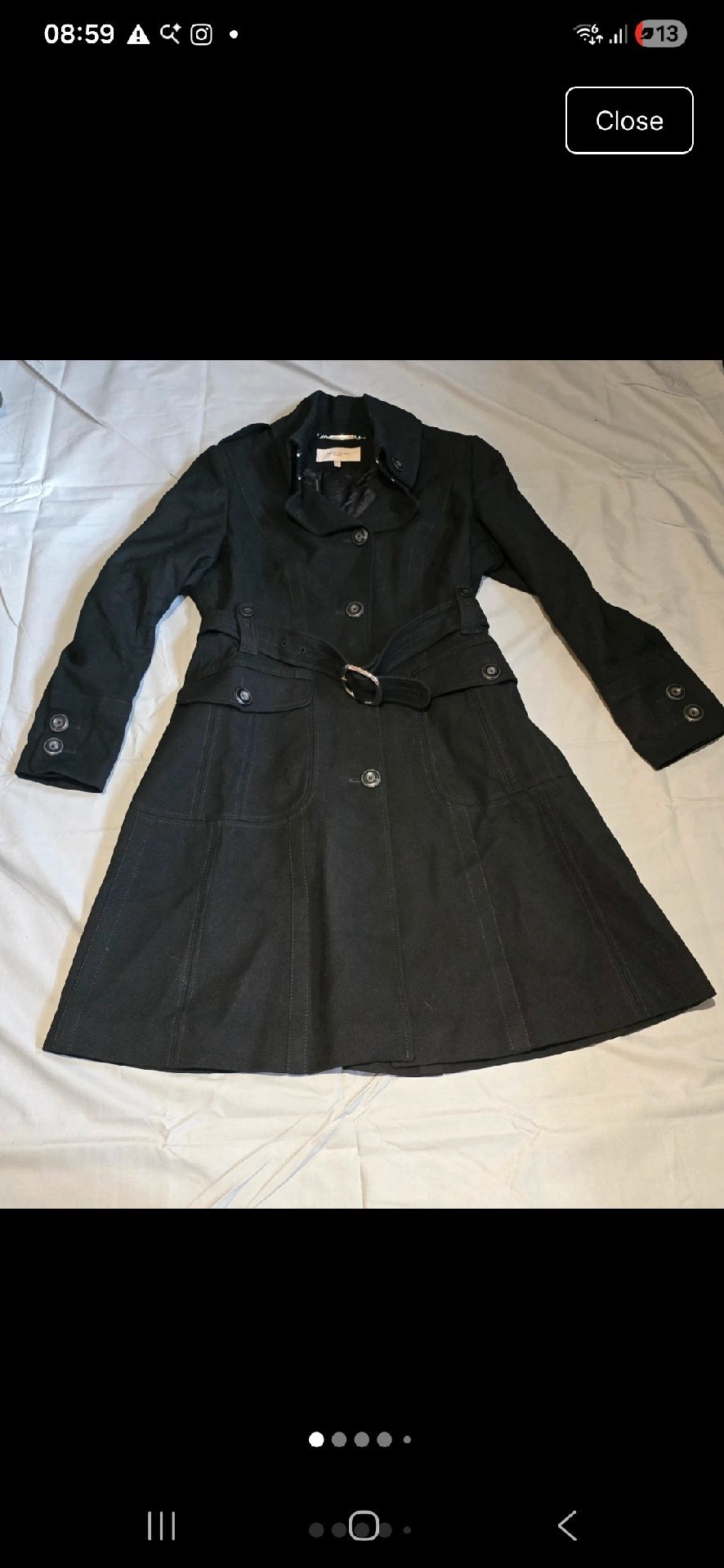 Karen Millen Black Wool Blend Belted Coat – UK 12, Karen Millen, 12, New condition — preloved on SilentSale®