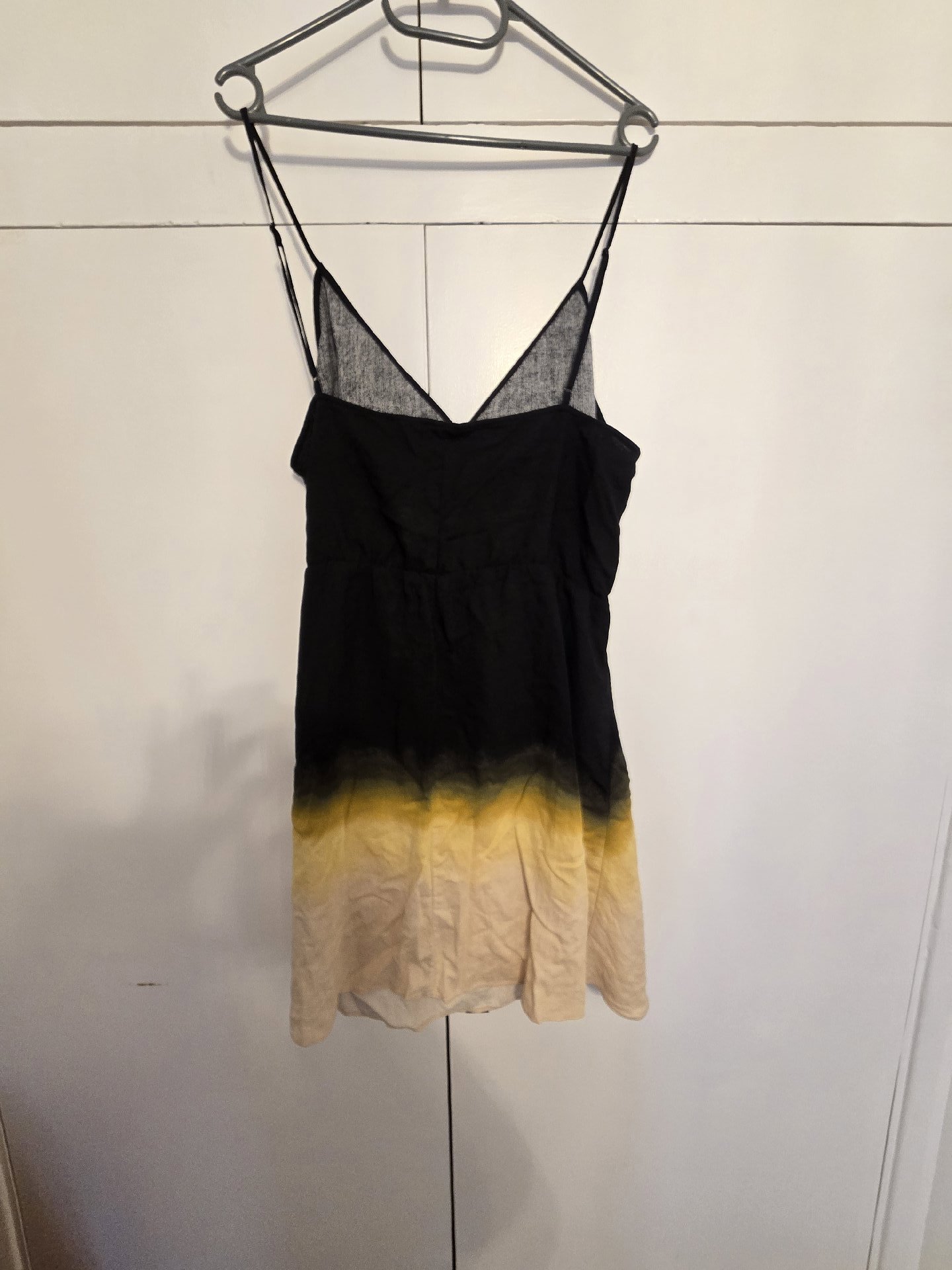 H&M Black Yellow Beige Tie Front Slip Dress, H&M, 10, Excellent condition — preloved on SilentSale®