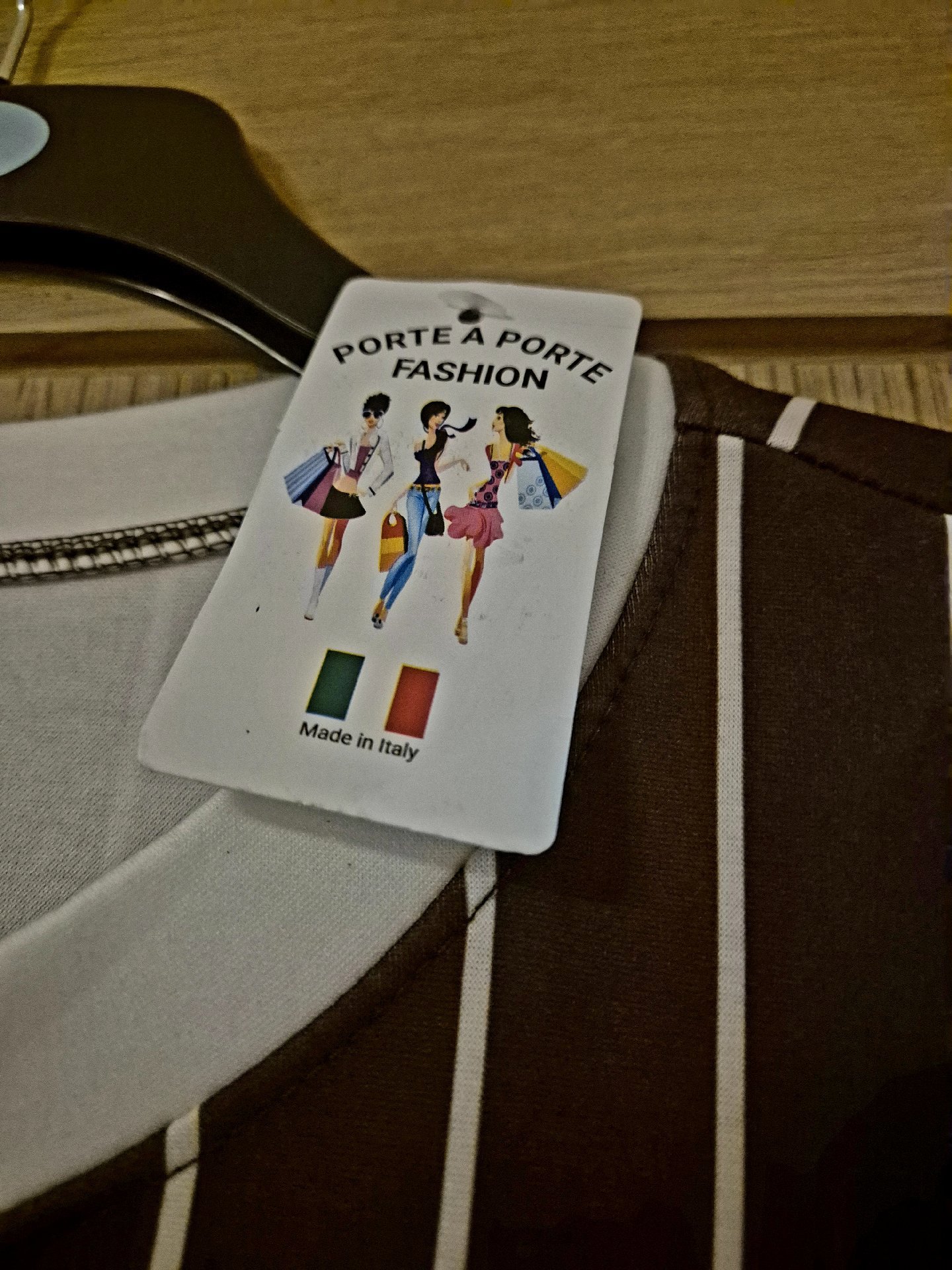 Porte A Porte Fashion Brown Stripe Sports T-Shirt – Size M, Porte A Porte Fashion, M, Excellent condition — preloved on SilentSale®