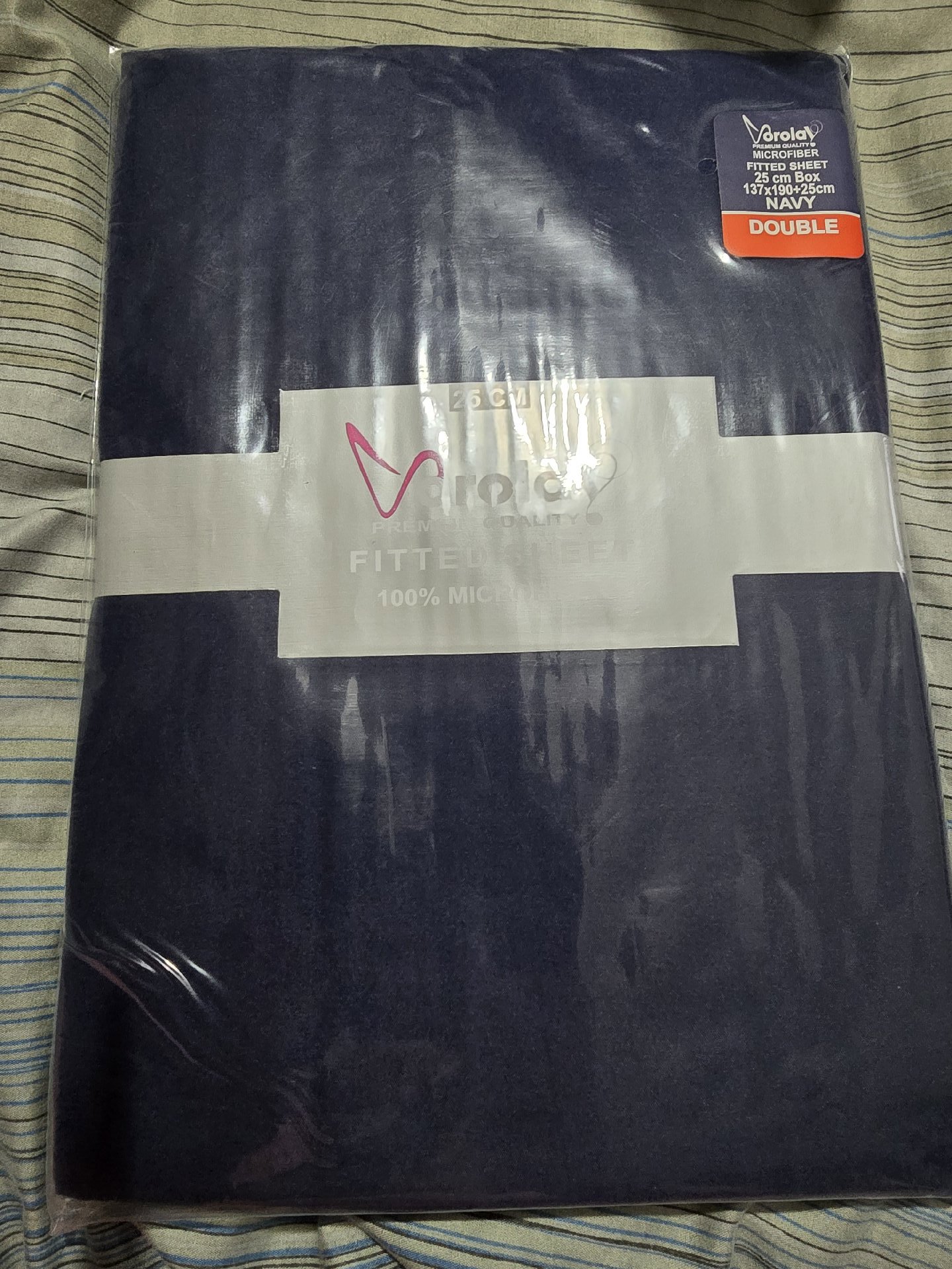 Vorolay Navy Microfiber Double Fitted Sheet 137x190x25cm, Vorolay, One Size, New condition — preloved on SilentSale®