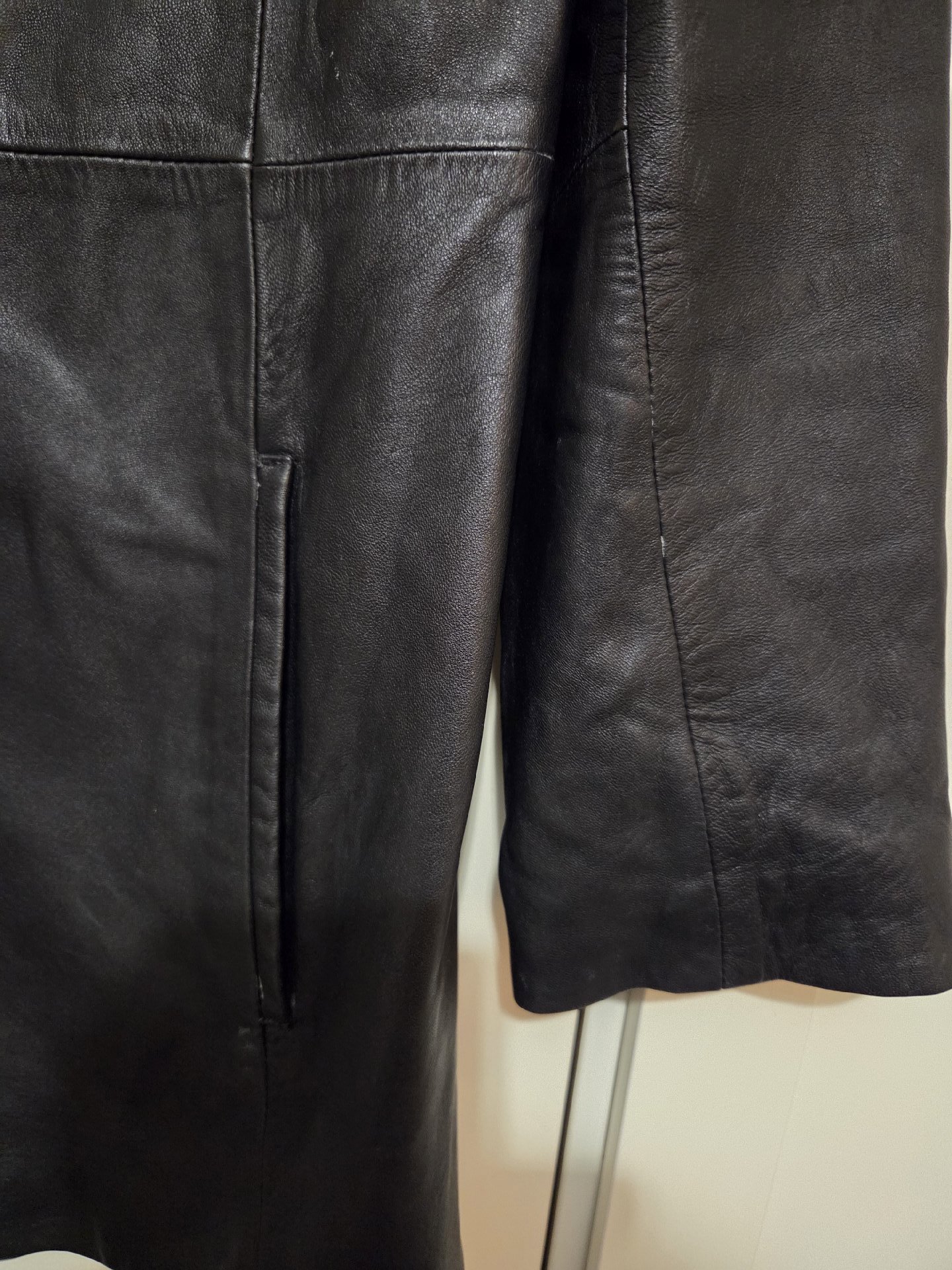 Marks & Spencer Black Leather Longline Jacket – Size 10, Marks & Spencer, S (50-52cm), Excellent condition — preloved on SilentSale®