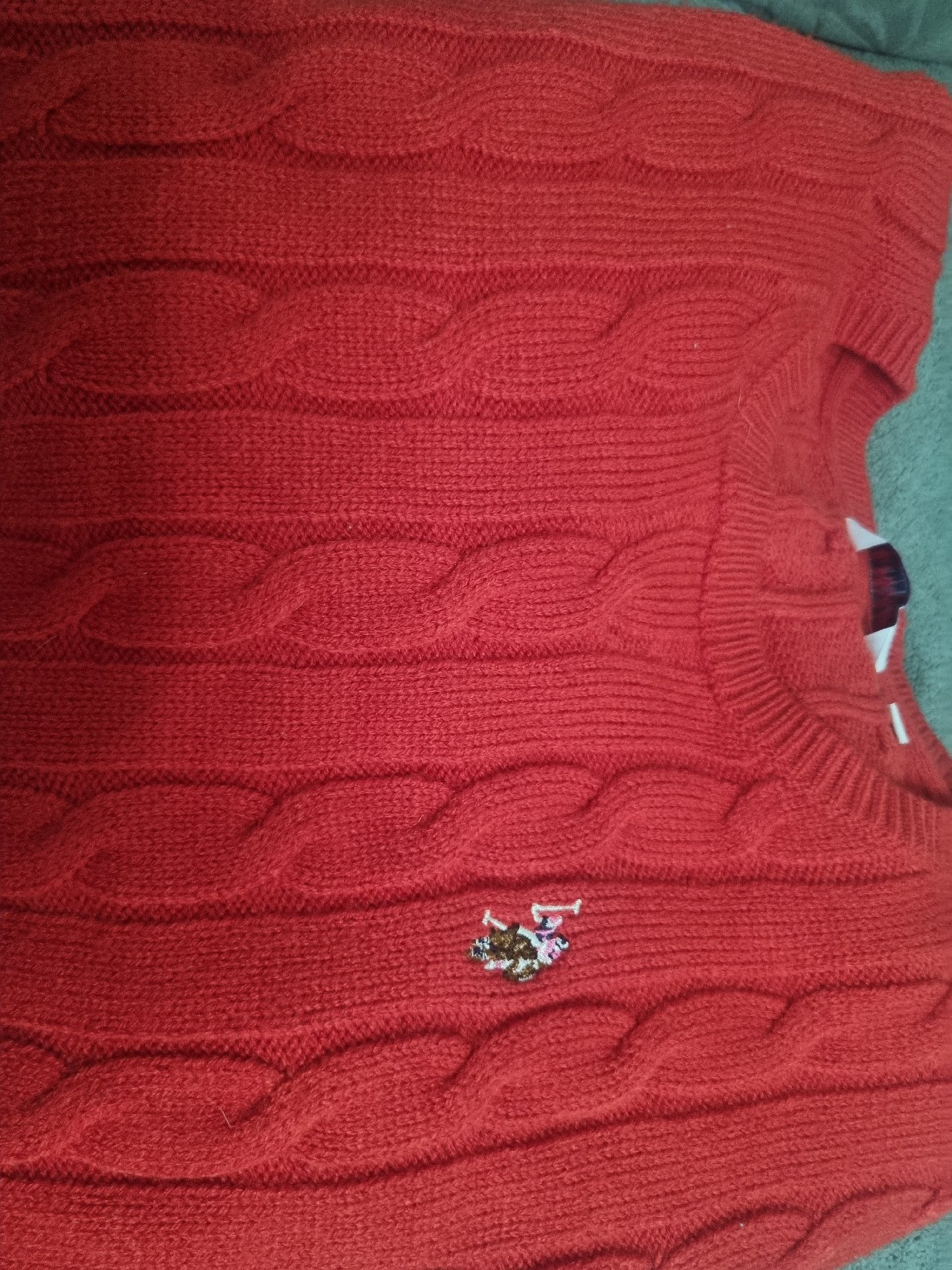 U.S. Polo Assn. Red Cable Knit Jumper – XL/16, U.S. Polo Assn, XL/16, Excellent condition — preloved on SilentSale®
