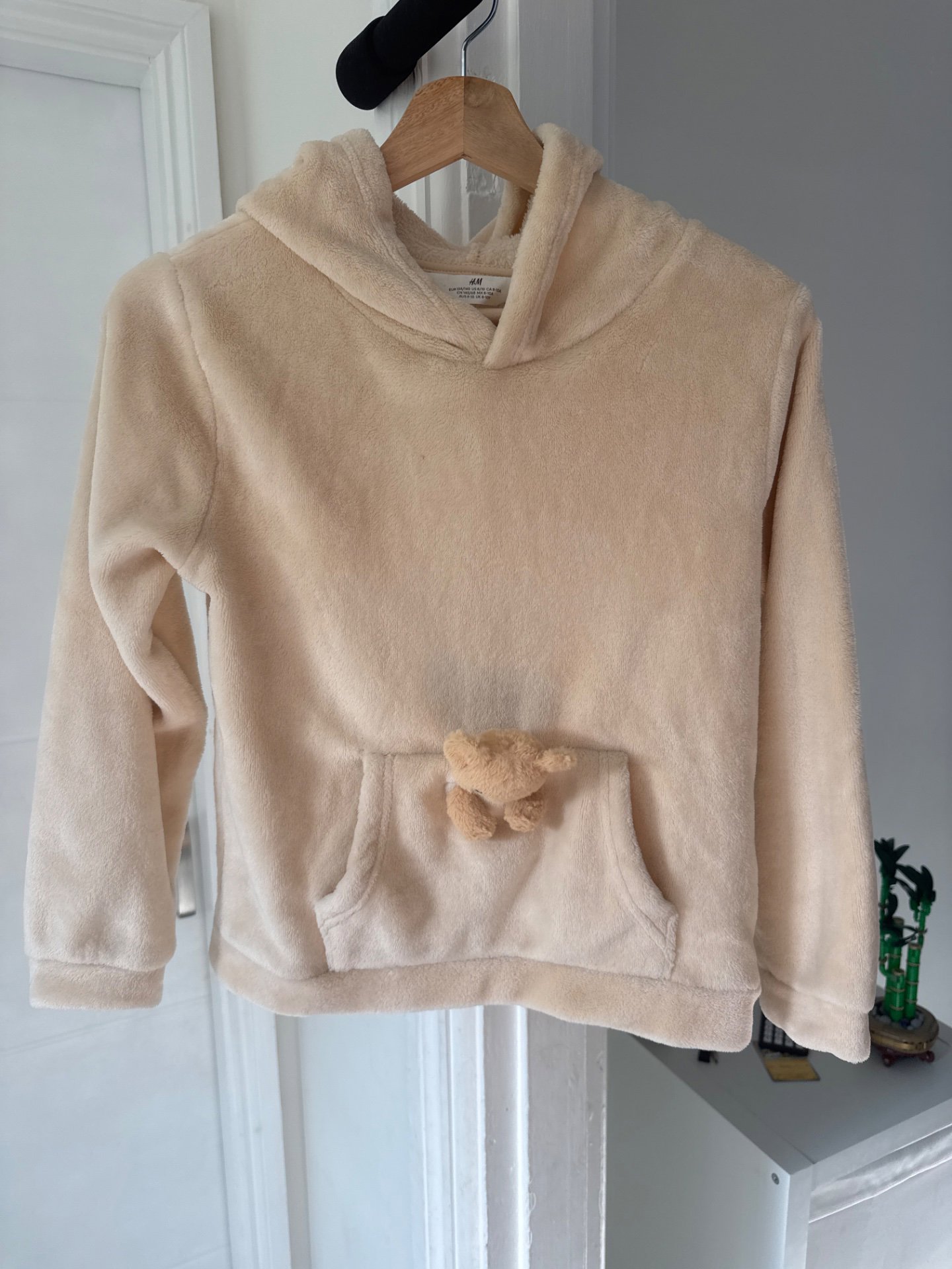 Beige Teddy Bear Pocket Hoodie, H&M, UK 8-10, Excellent condition — preloved on SilentSale®