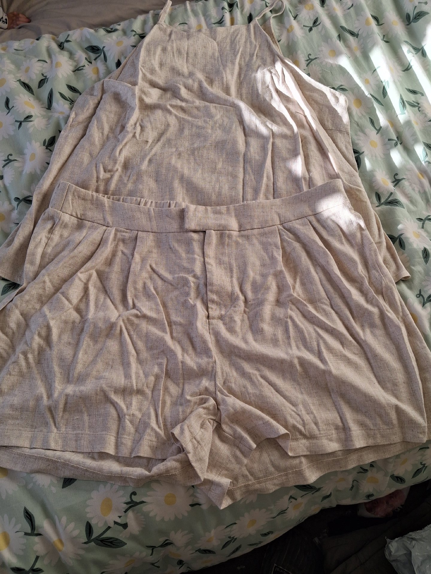 Beige Linen Blend Shorts and Top Set, shien, 24, New condition — preloved on SilentSale®