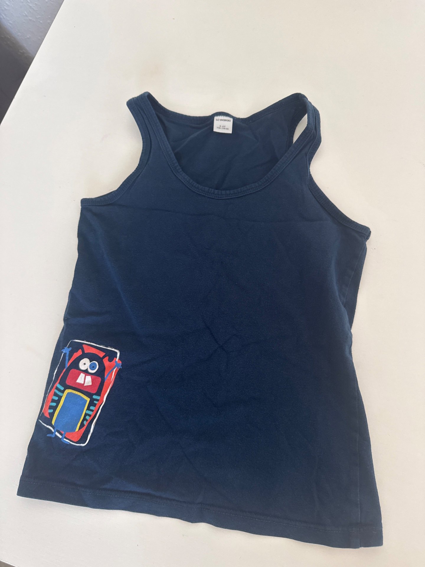 Navy Sleeveless Top with Owl Print – Size 104, LC Waikiki, 104, Good condition — preloved on SilentSale®