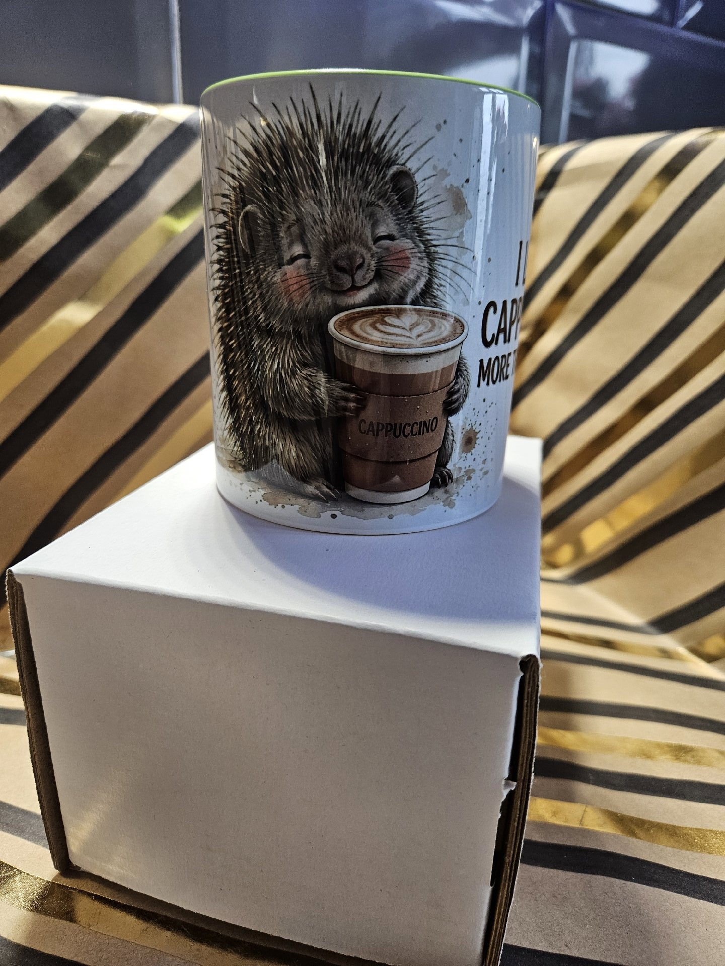 Ceramic Mug I Love Cappuccino More Than People Green Handle, Unbranded, One Size, New condition — preloved on SilentSale®