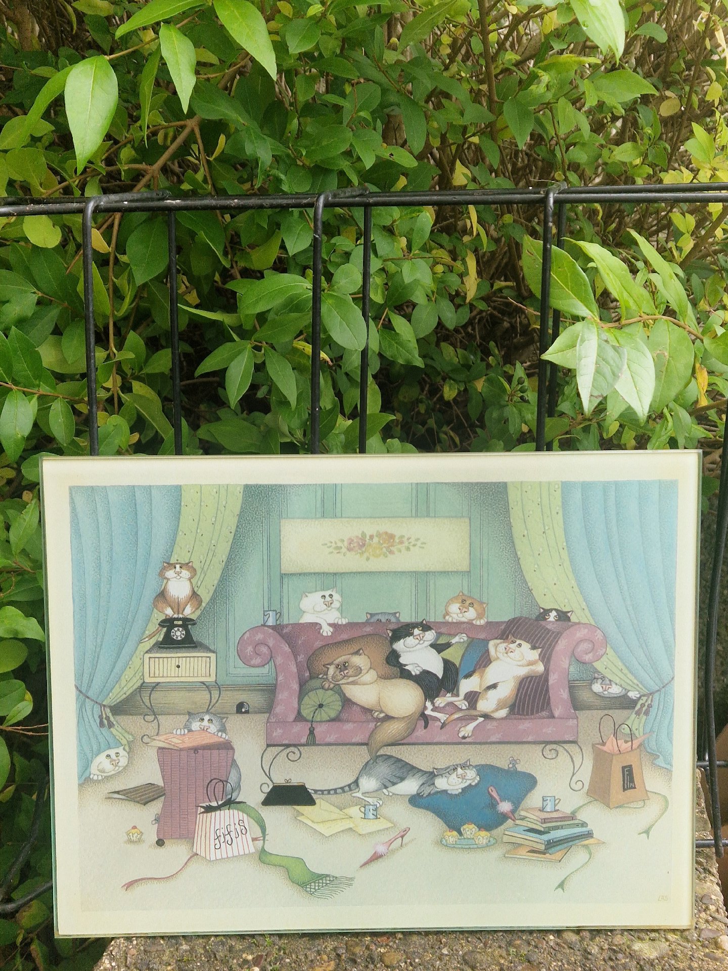 Framed print titled 'Cats on Sofa' from the Crazy Cats series by Linda Jane Smith, Smith, One Size, Excellent condition — preloved on SilentSale®