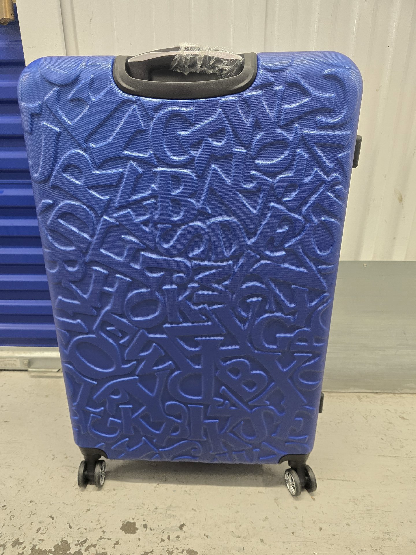 32 inches XL Blue Hard Shell Suitcase with Alphabet Pattern, lancsports, Extra Large, New condition — preloved on SilentSale®