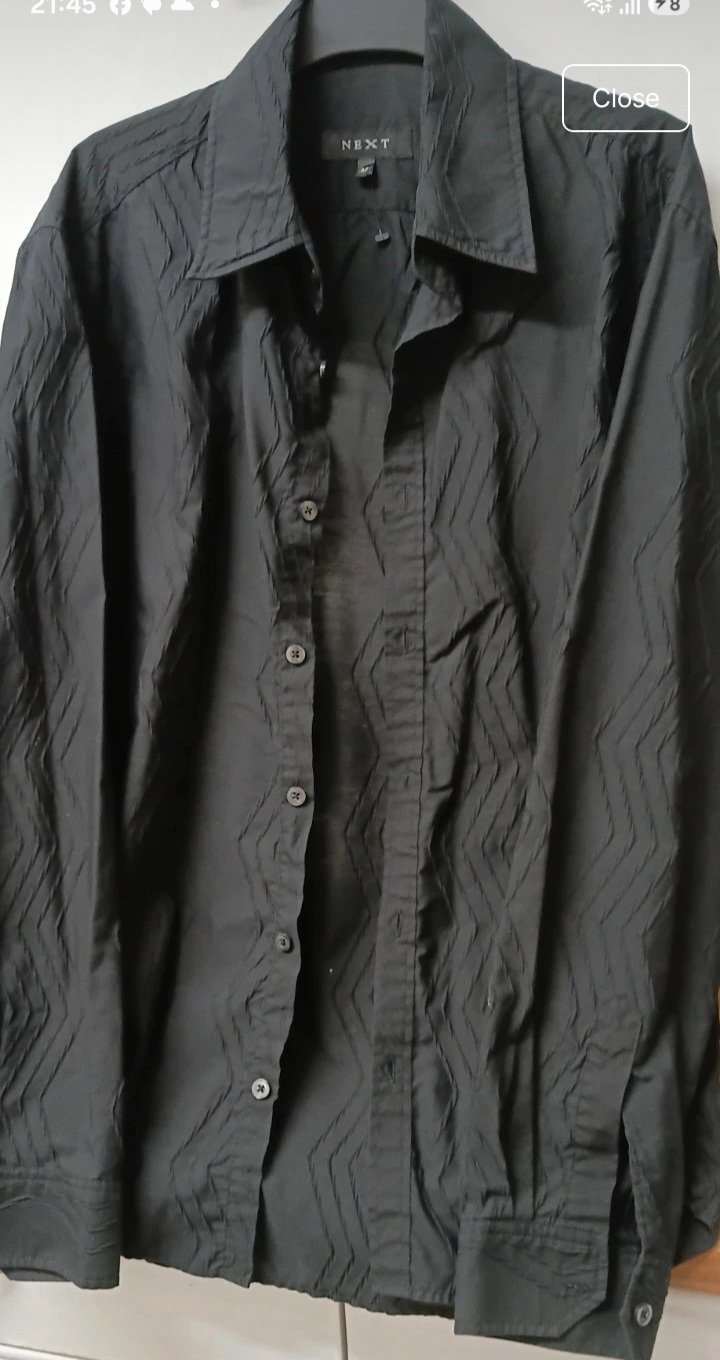 Next Black Textured Long Sleeve Shirt – Size M, Next, M, Excellent condition — preloved on SilentSale®