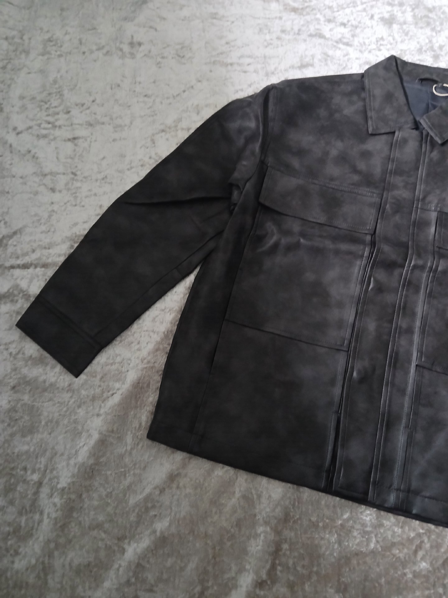 Dark Grey Faux Leather Utility Jacket — Size M, Unbranded, M (53-55cm), Like New condition — preloved on SilentSale®