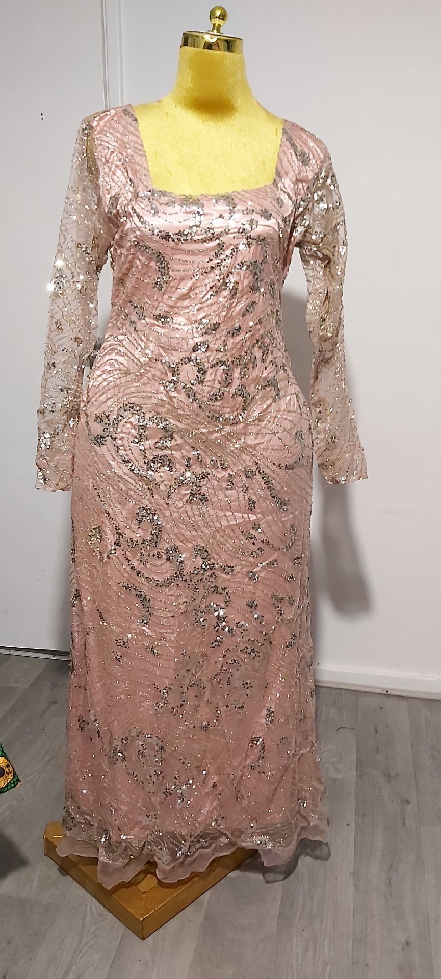 Pink Sequin Embellished Long Sleeve Evening Dress, Unbranded, 12, Excellent condition — preloved on SilentSale®