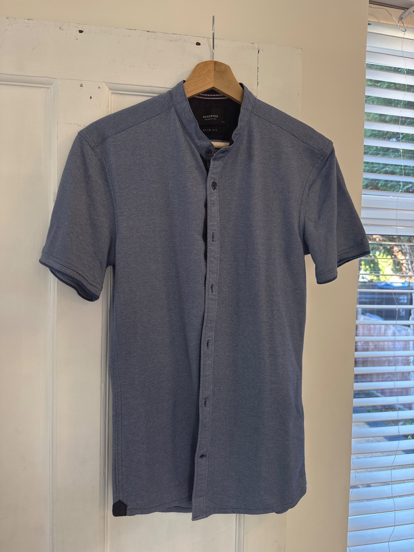 Men's Blue Short Sleeve Button-Up Shirt, Reserved, XS, Excellent condition — preloved on SilentSale®