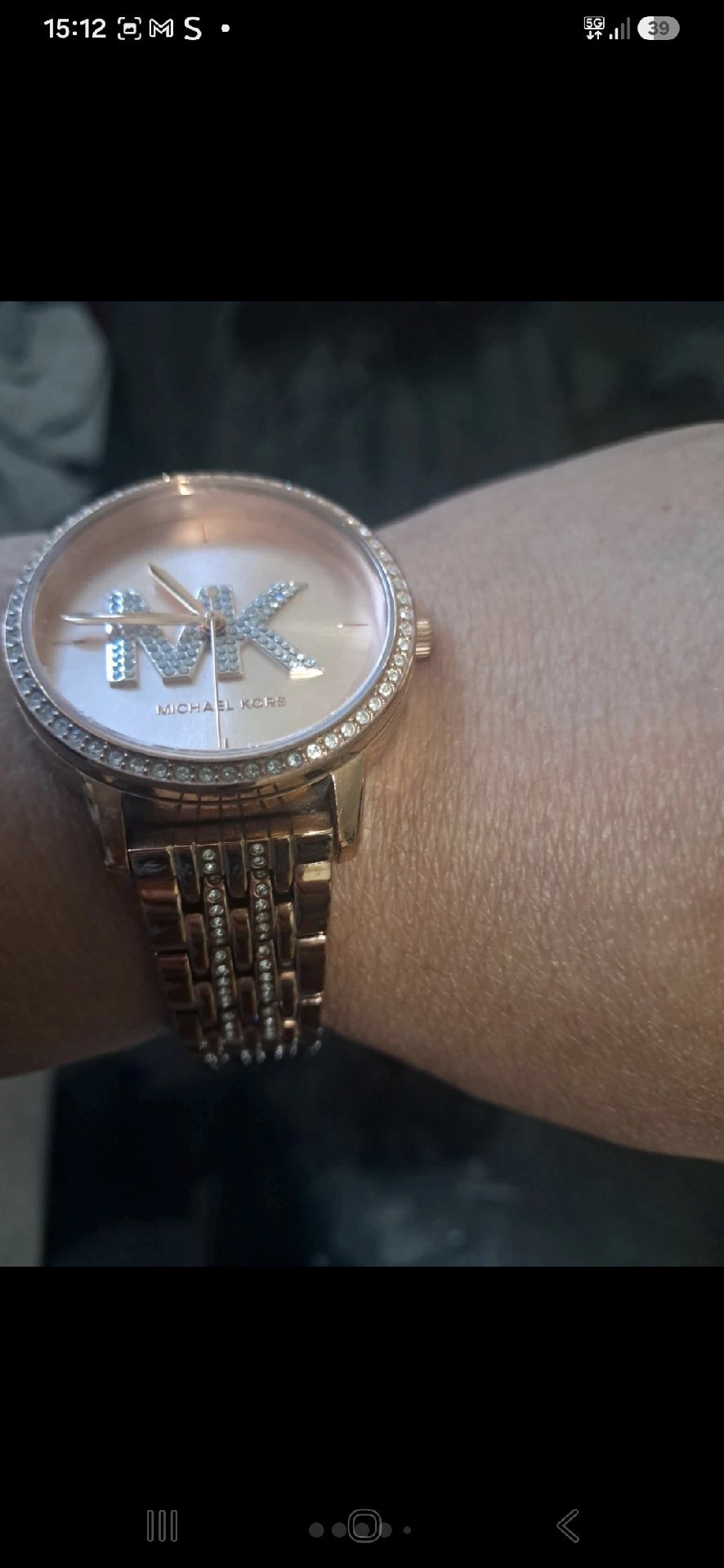 Michael Kors Rose Gold Tone Crystal Logo Bracelet Watch, Michael Kors, One Size, Excellent condition — preloved on SilentSale®