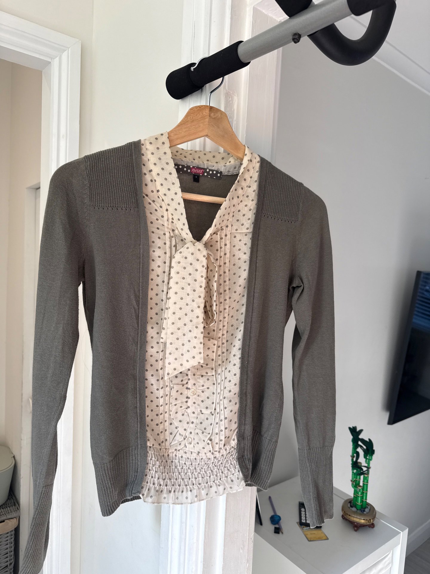 Grey Cardigan with Polka Dot Blouse - Size M, Next, 6, Excellent condition — preloved on SilentSale®
