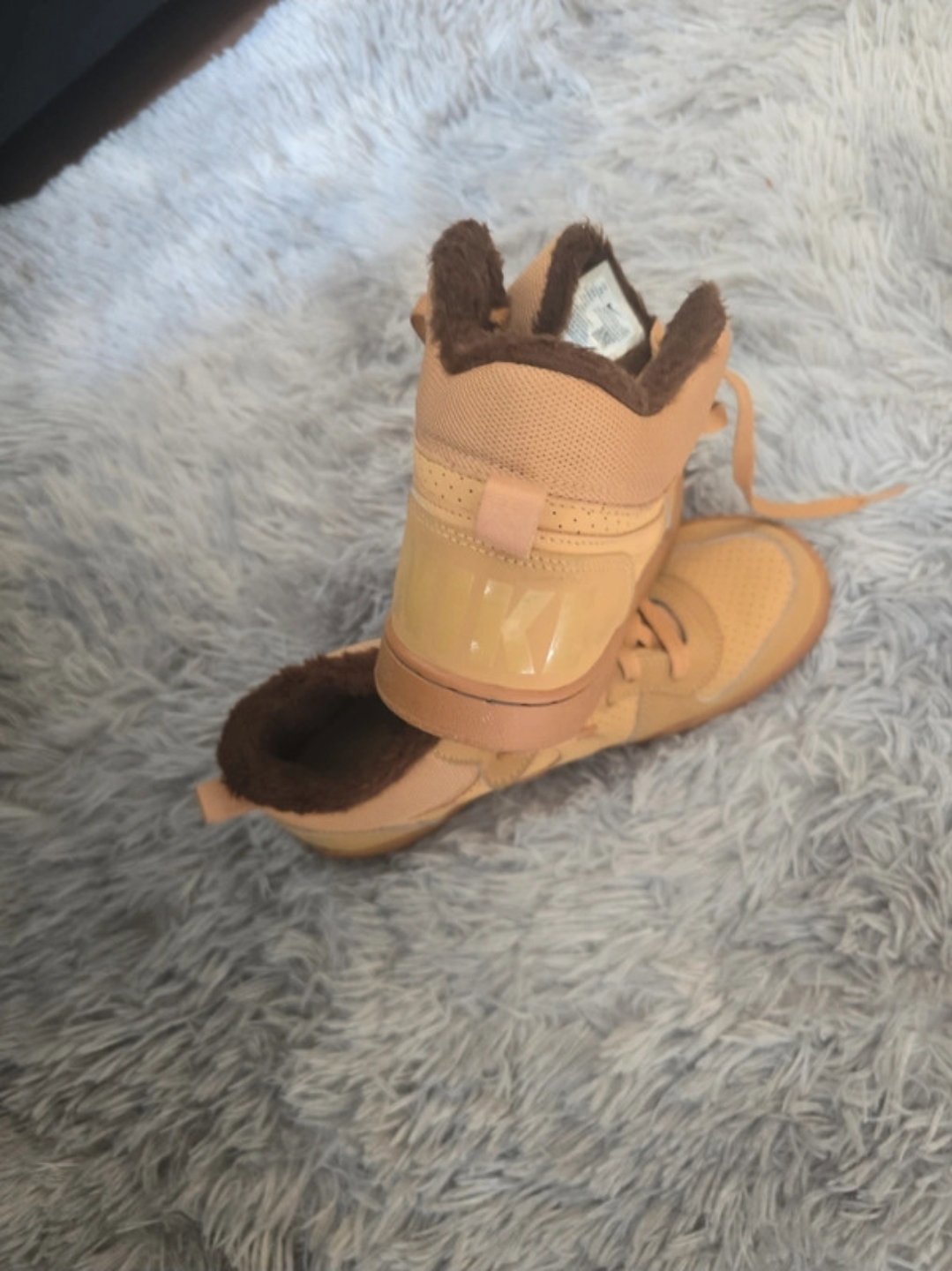 Yellow High Top Trainers with Brown Faux Fur Lining, Nike, 6, Like New condition — preloved on SilentSale®