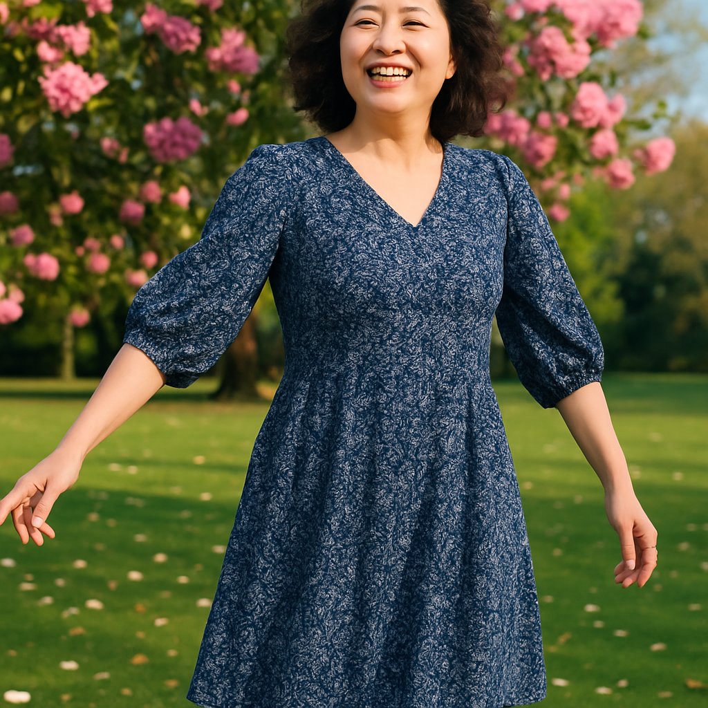JD Williams Blue Floral Print V-Neck Dress, JD Williams, 12, New condition — preloved on SilentSale®