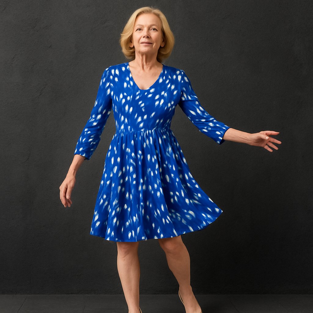 JD Williams Cobalt Patterned V-Neck Dress – Size 8, JD Williams, 8, New condition — preloved on SilentSale®