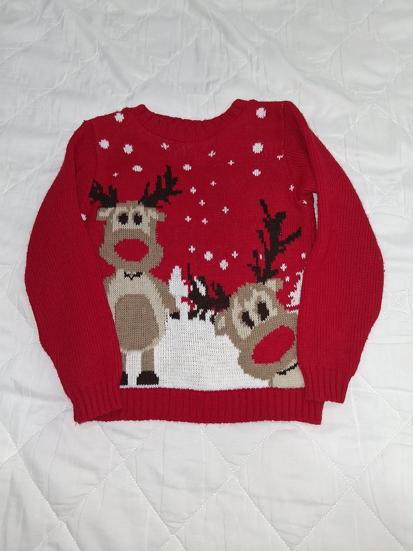 Red Christmas Reindeer Jumper for Age 5-6 Years, Red, 5-6 years, Excellent condition — preloved on SilentSale®