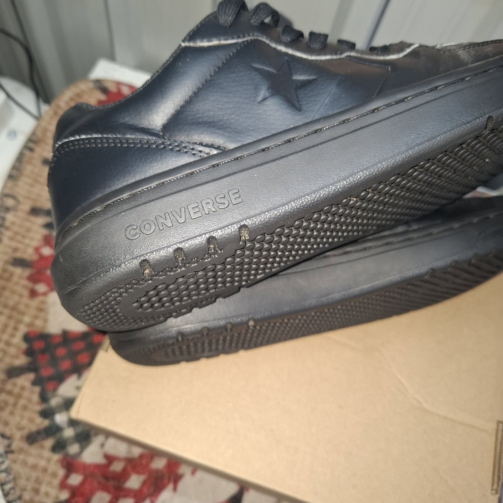 Converse Black Leather Trainers, Converse, 6, Excellent condition — preloved on SilentSale®