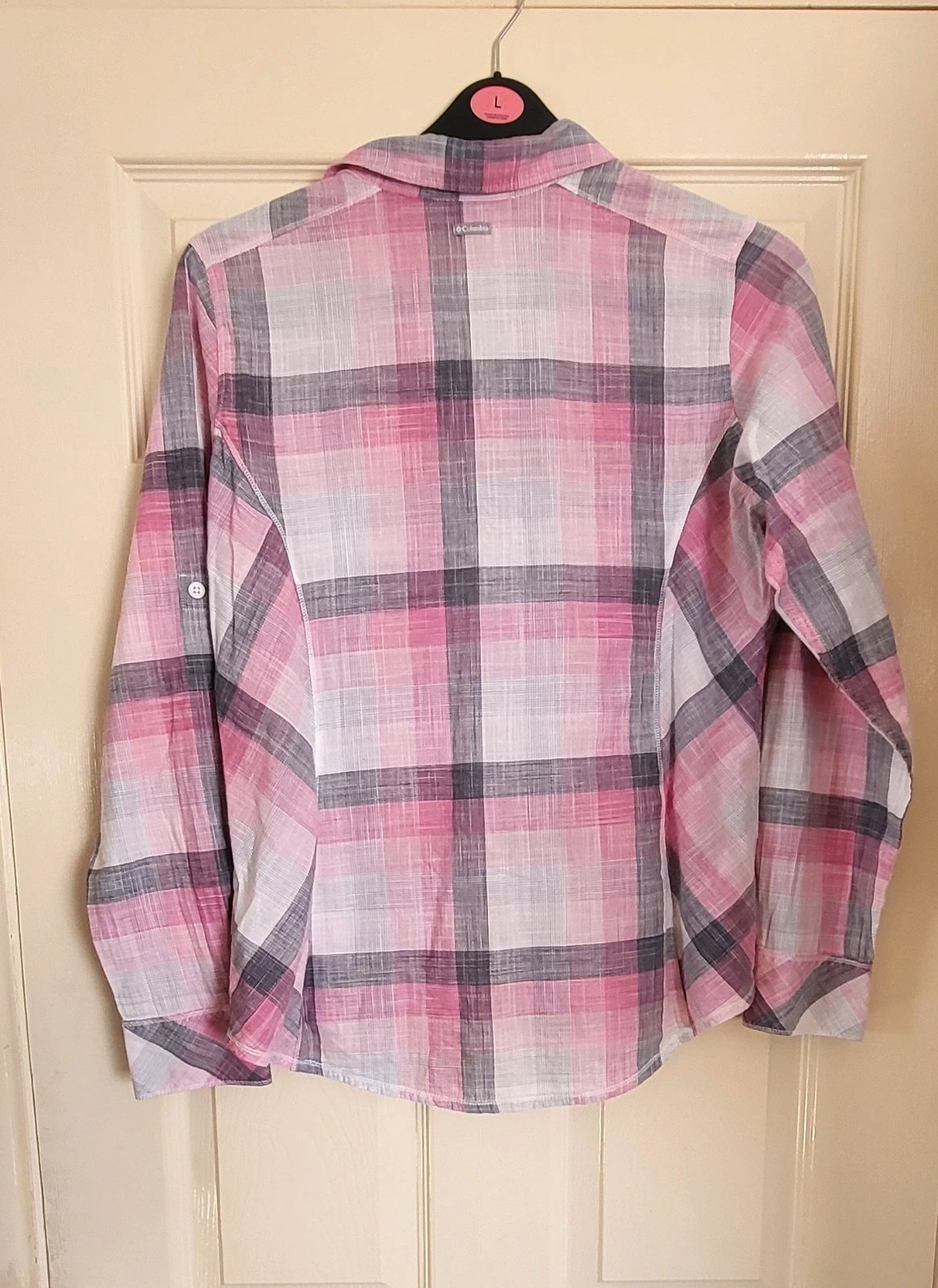 Columbia Womens Pink Plaid Lightweight Cotton Shirt size large, Columbia, L, Excellent condition — preloved on SilentSale®