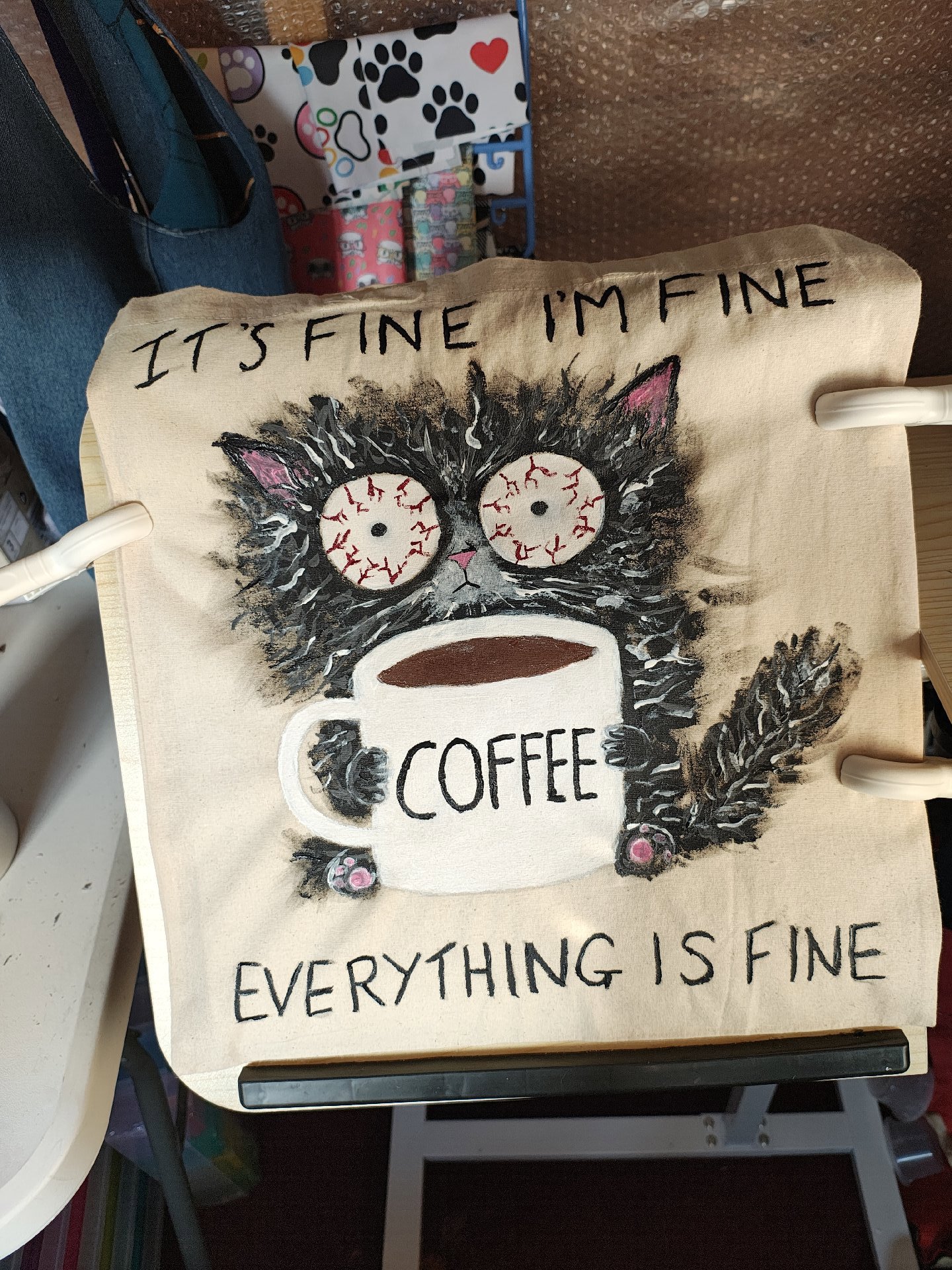 Cat with coffee tote bag , Unbranded, Medium, New condition — preloved on SilentSale®